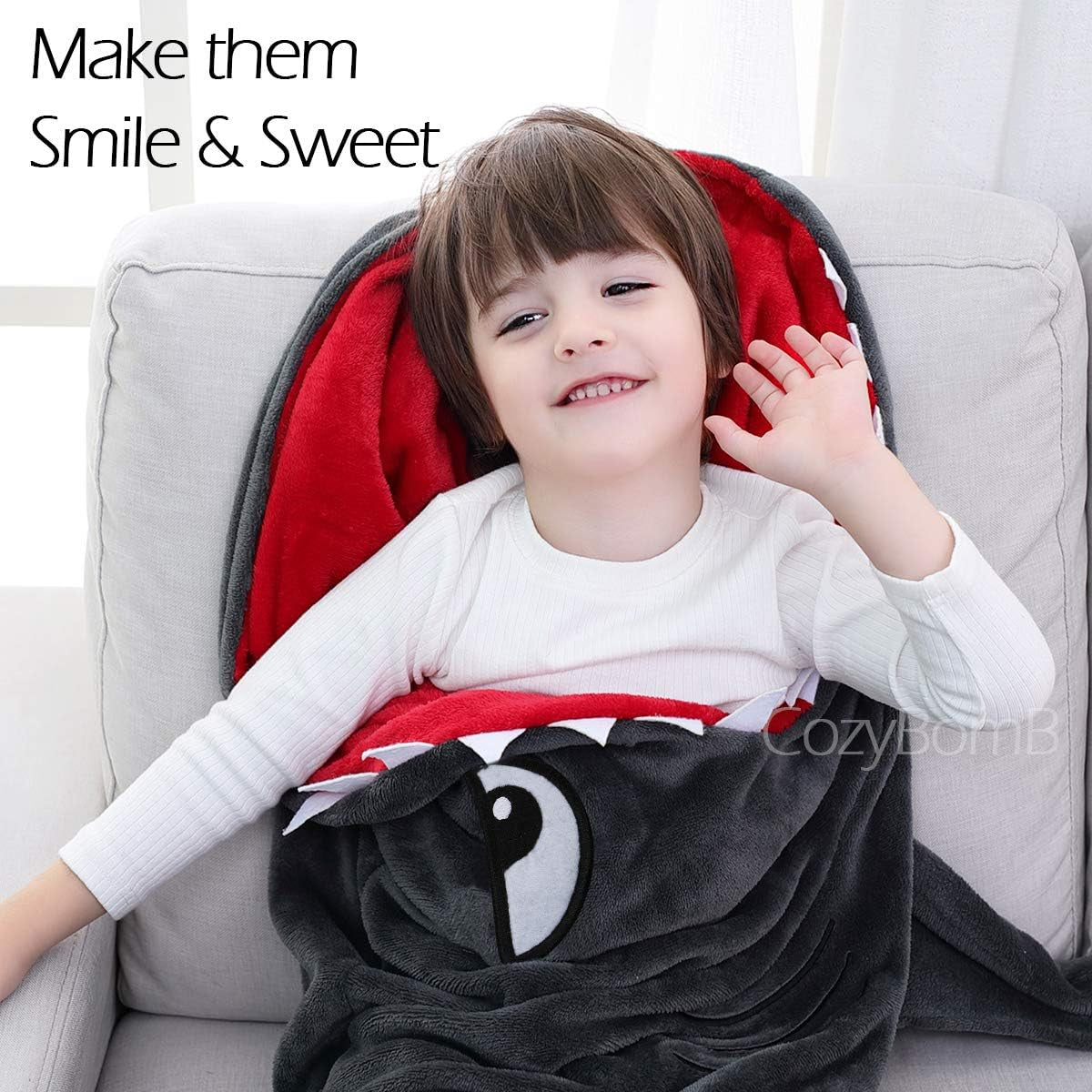 Cozy Wearable Shark Blanket Hoodiefor Boy Girl