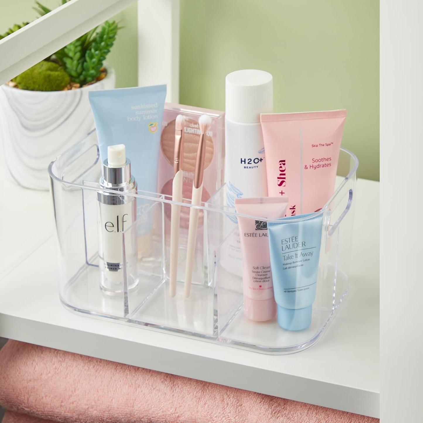 Bliss 5-Compartment Clear Plastic Cosmetics Organizer
