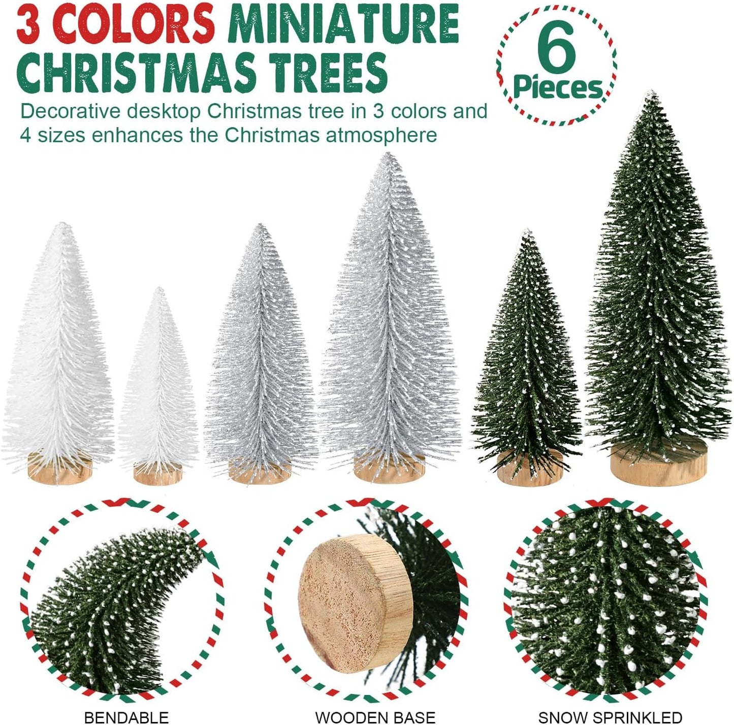 Artificial Christmas Mini Bottle Brush Trees Tabletop Decor