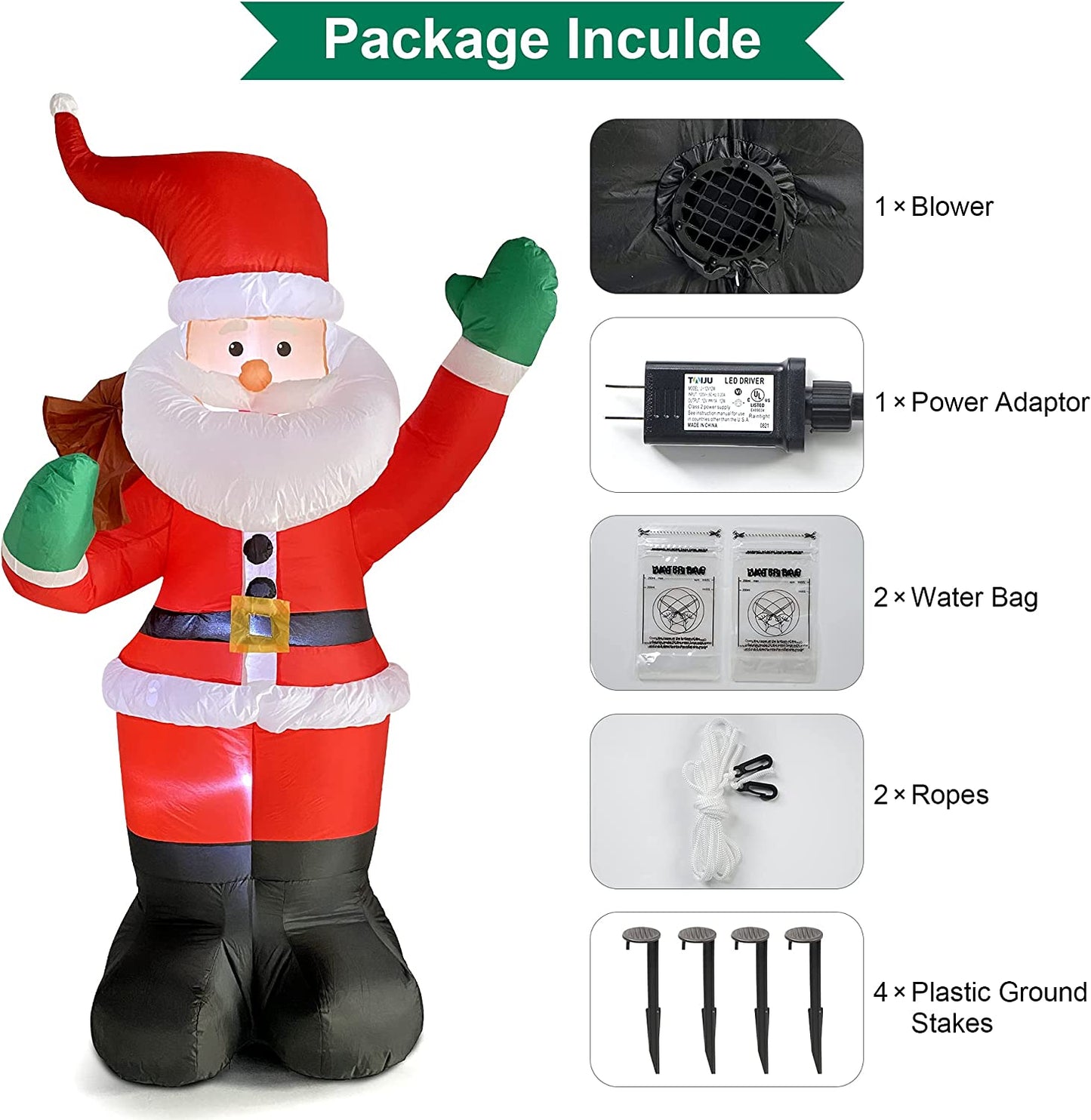 "6FT Inflatable Santa with Gifts – LED Lit Christmas Yard Decoration for Holidays & Parties"
