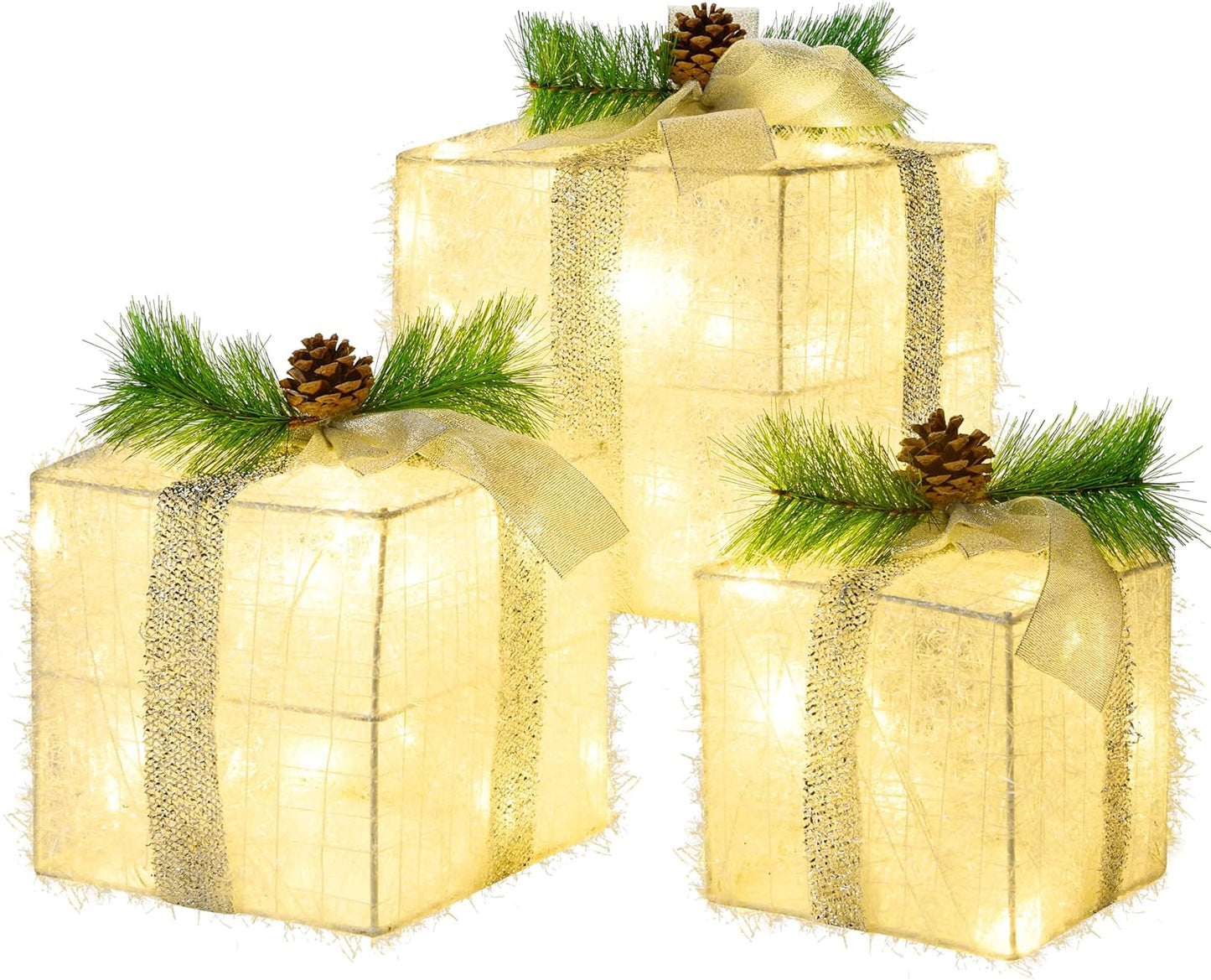 60 LED Christmas Gift Boxes Set of 3