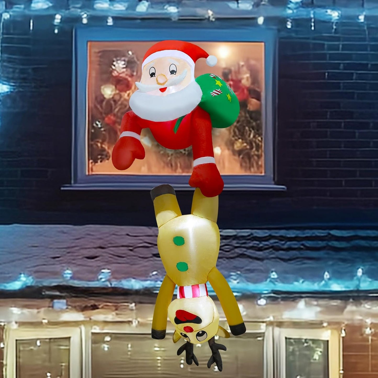 7FT Inflatable Santa & Reindeer with LED Lights