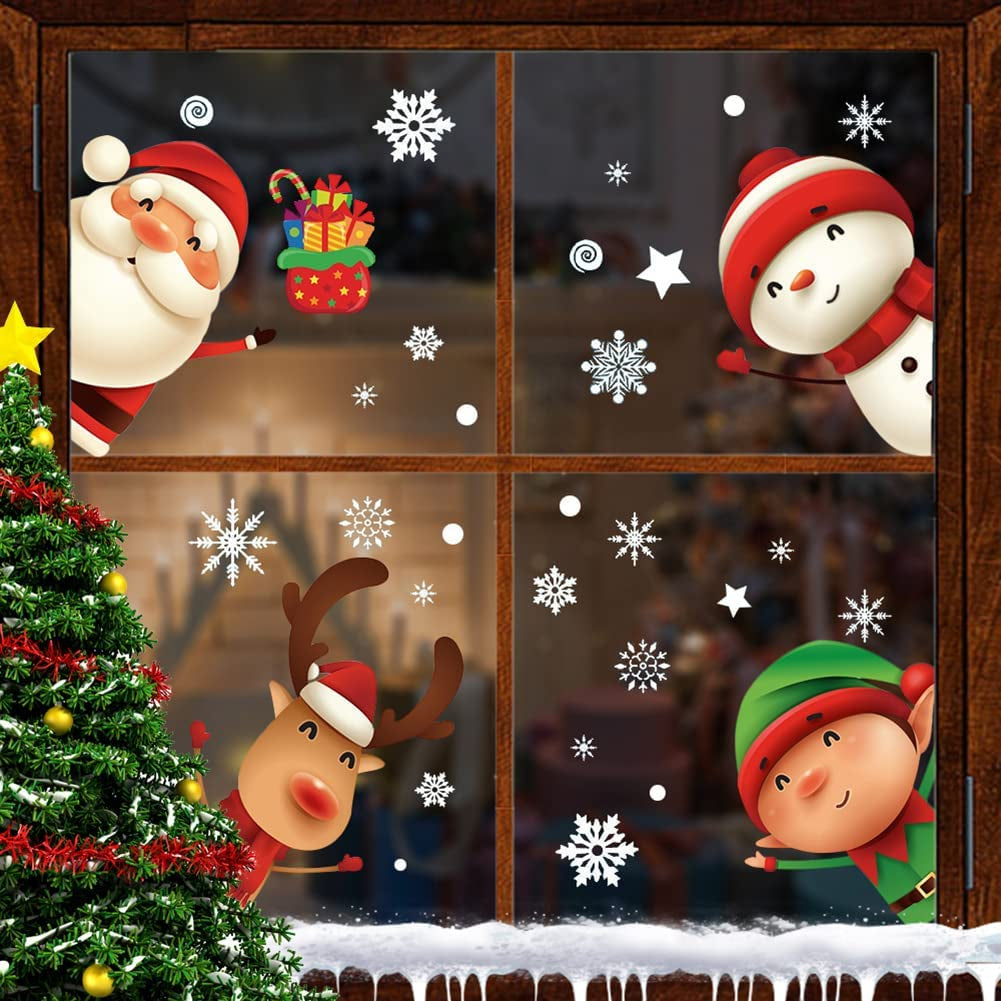 Christmas Snowflake Window Clings Stickers 82PCS