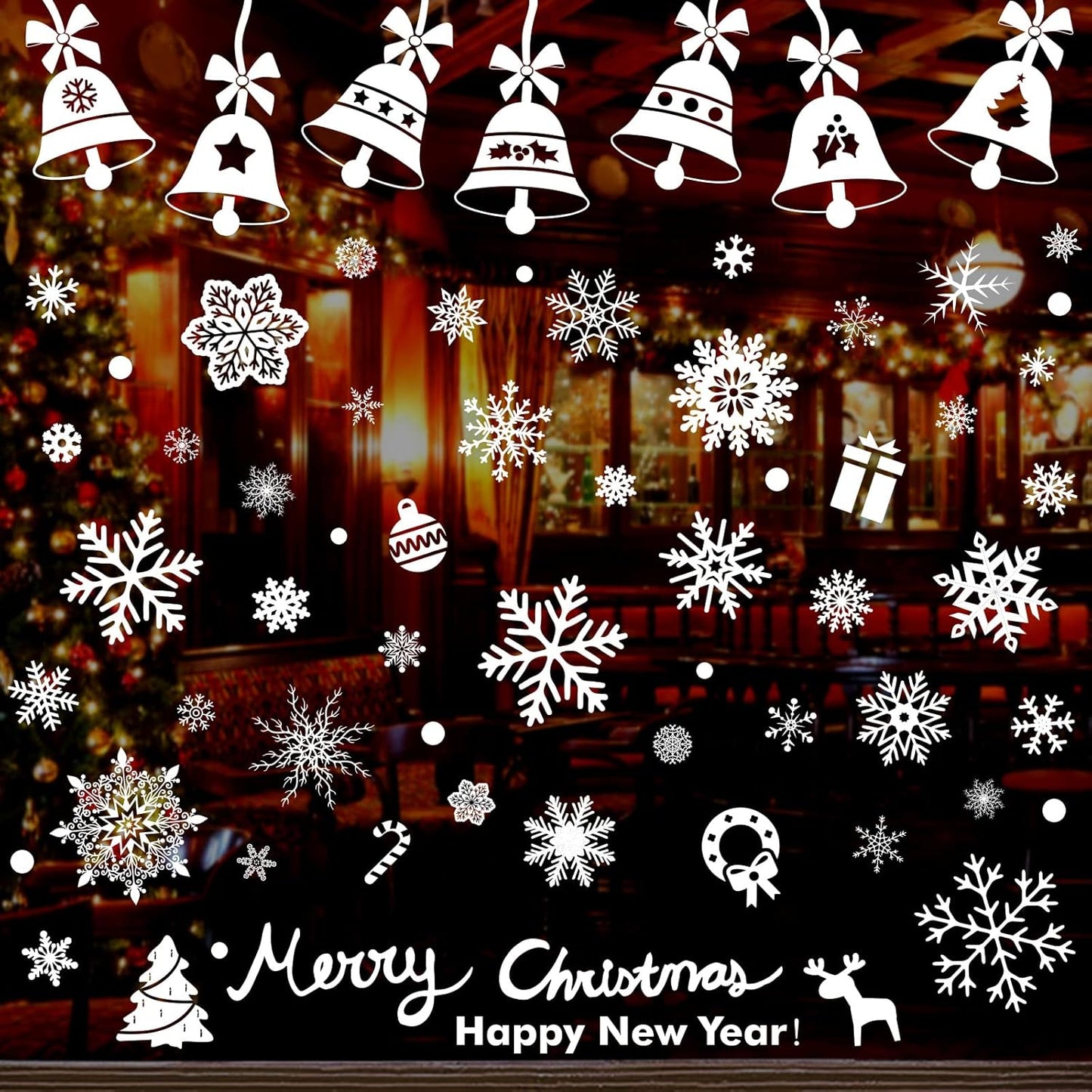 Christmas Snowflake Window Clings Stickers 9 Sheets 284 Pcs