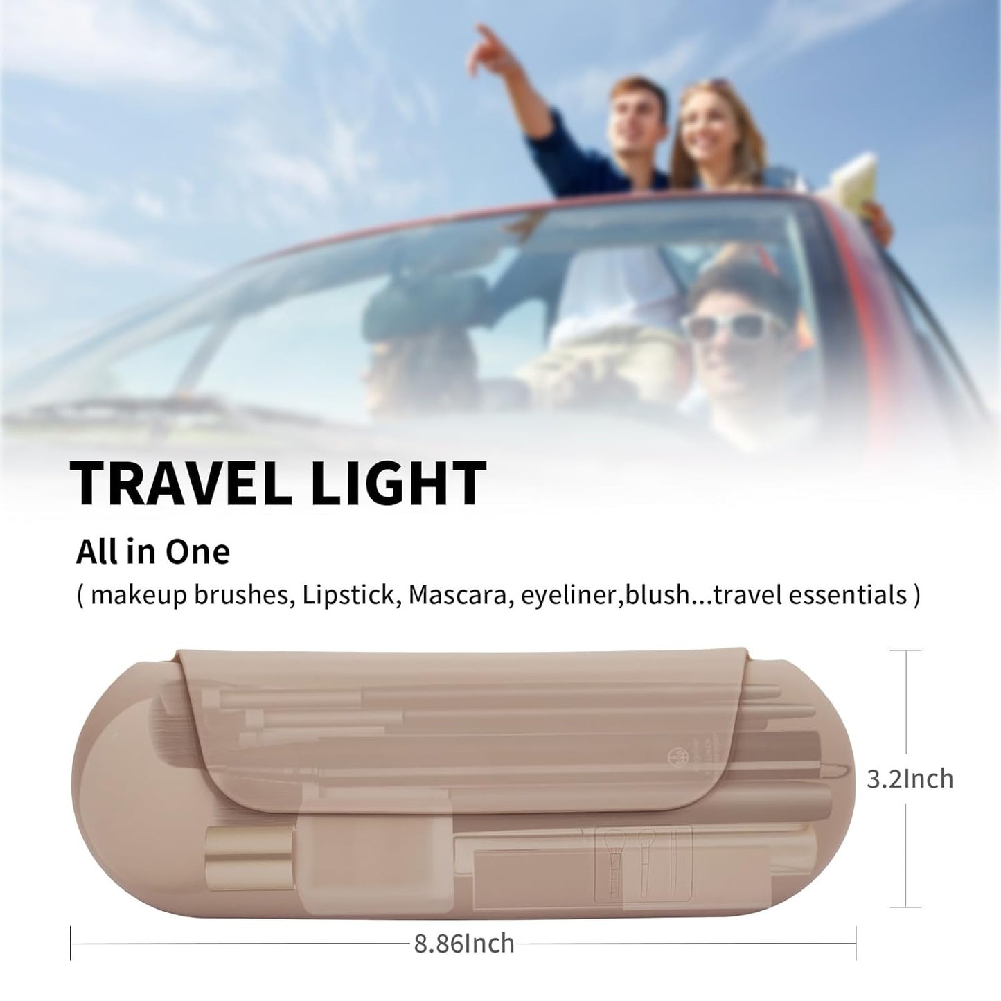 Silicone Makeup Brush Holder Travel Cosmetic Bag Walnut