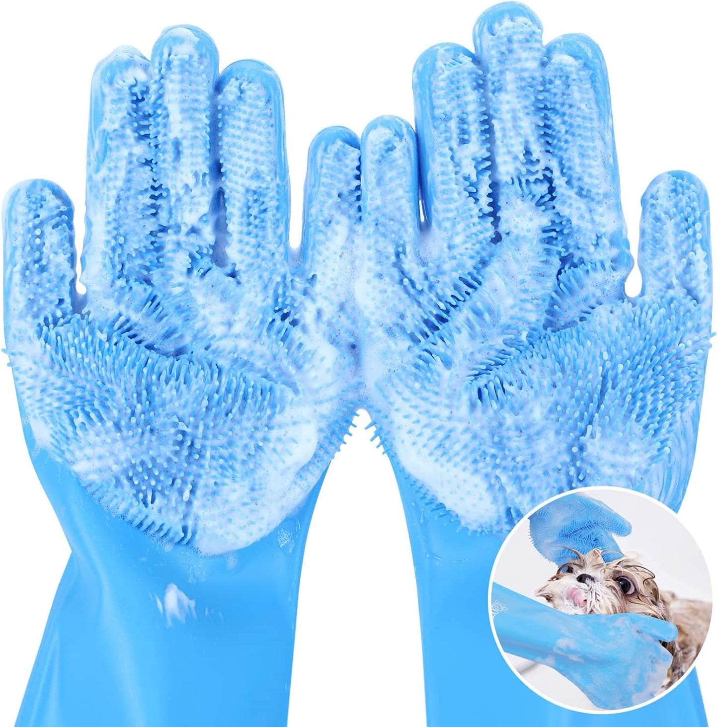 Pet Grooming Gloves Heat Resistant Blue