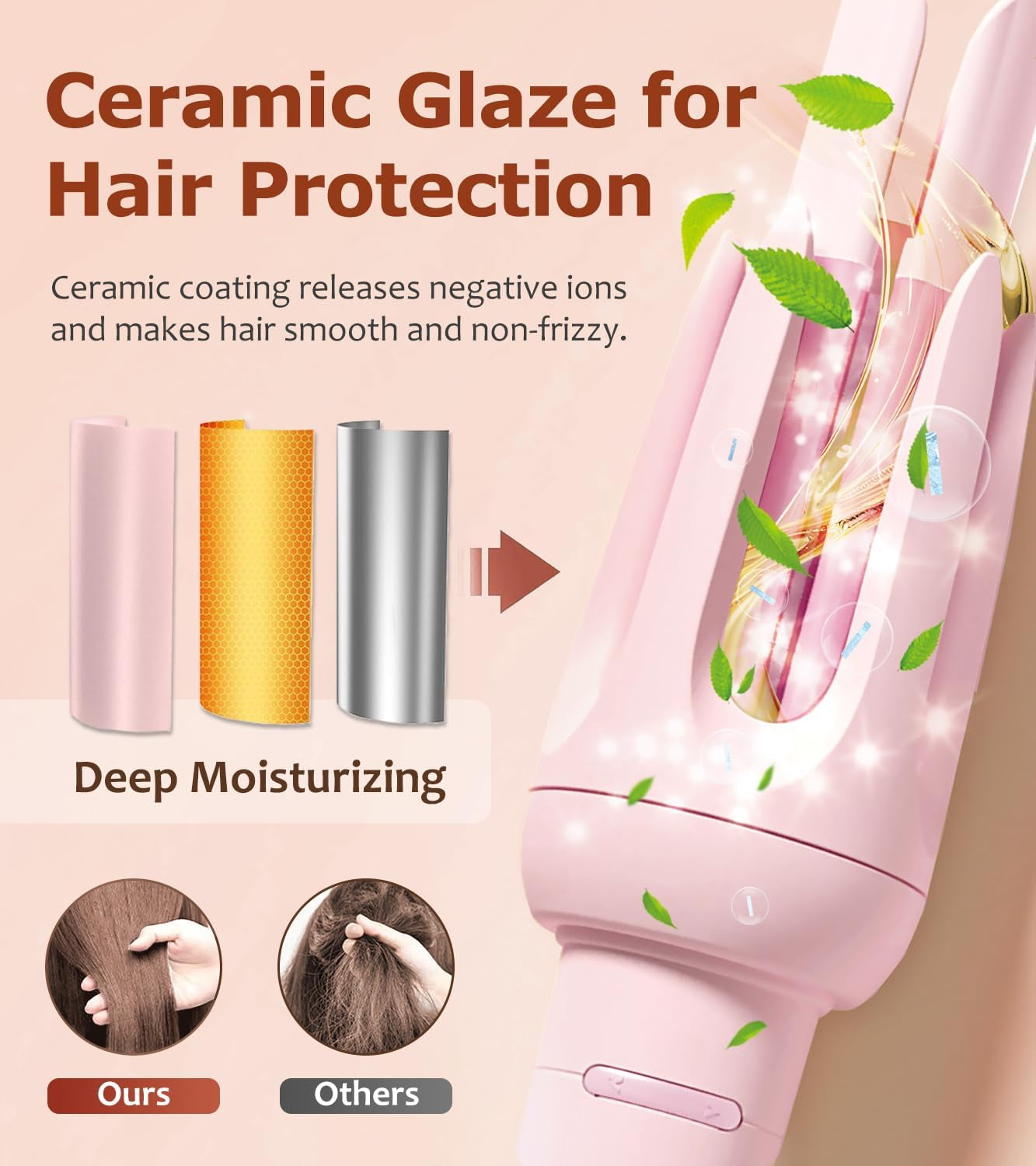 Auto Hair Curler, 4 Temps & 3 Timer Pink