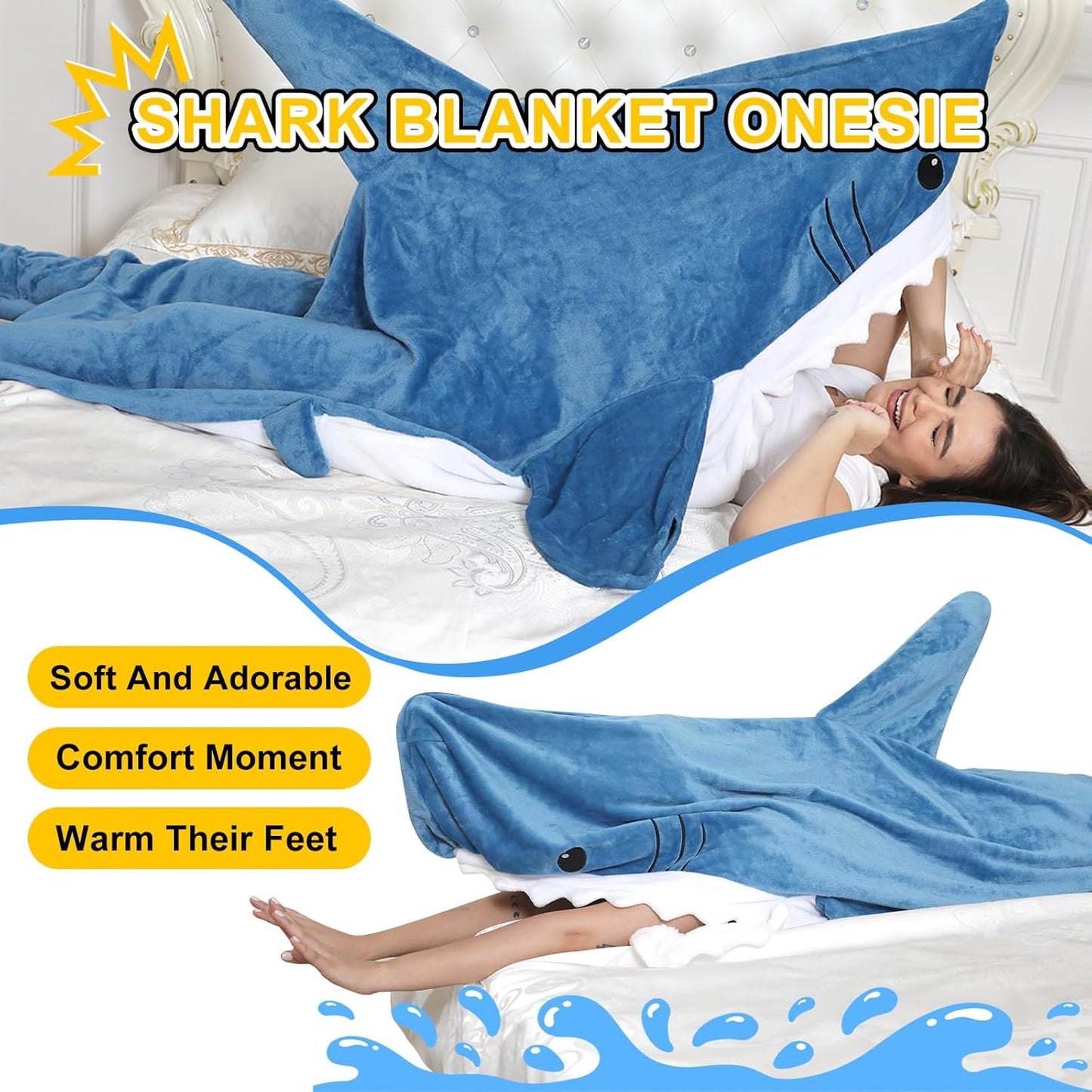 Shark Blanket Adult Kid Hoodie Onesie