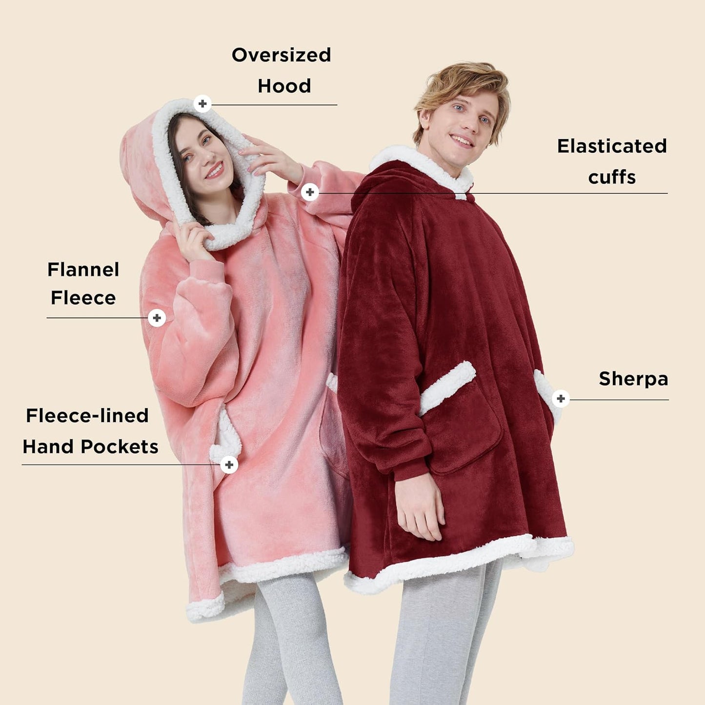Sherpa Blanket Hoodie for Women & Kids