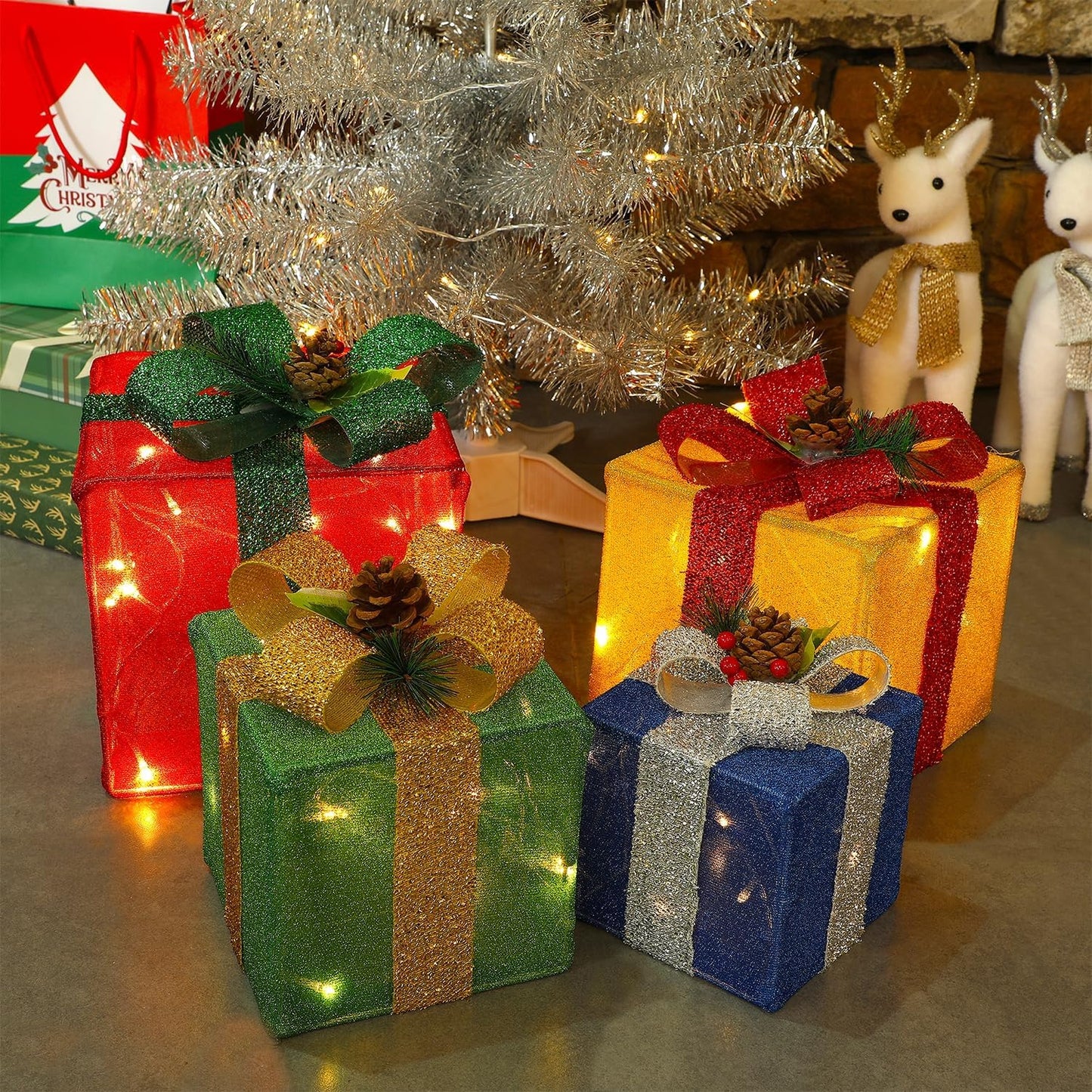 Lighted Christmas Gift Boxes Set of 4
