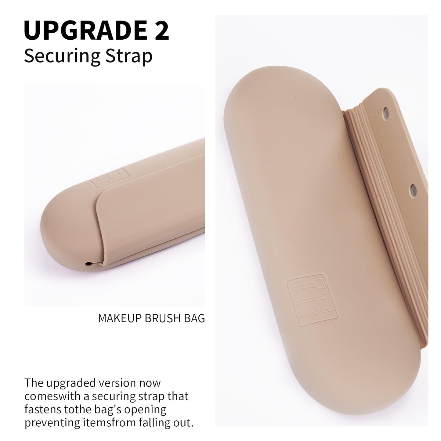 Silicone Makeup Brush Holder Travel Cosmetic Bag Walnut