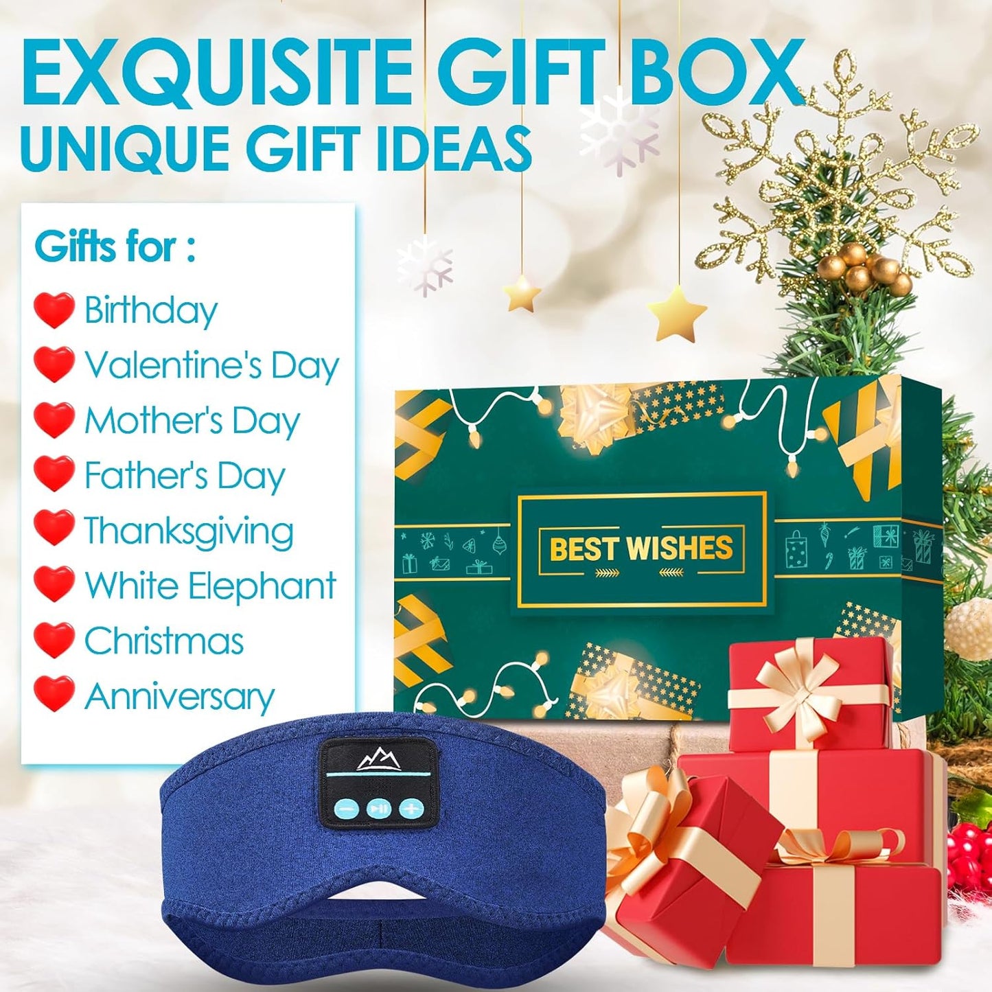 Bluetooth Sleep Headphones Headband โ Wireless Music & Eye Mask Gift