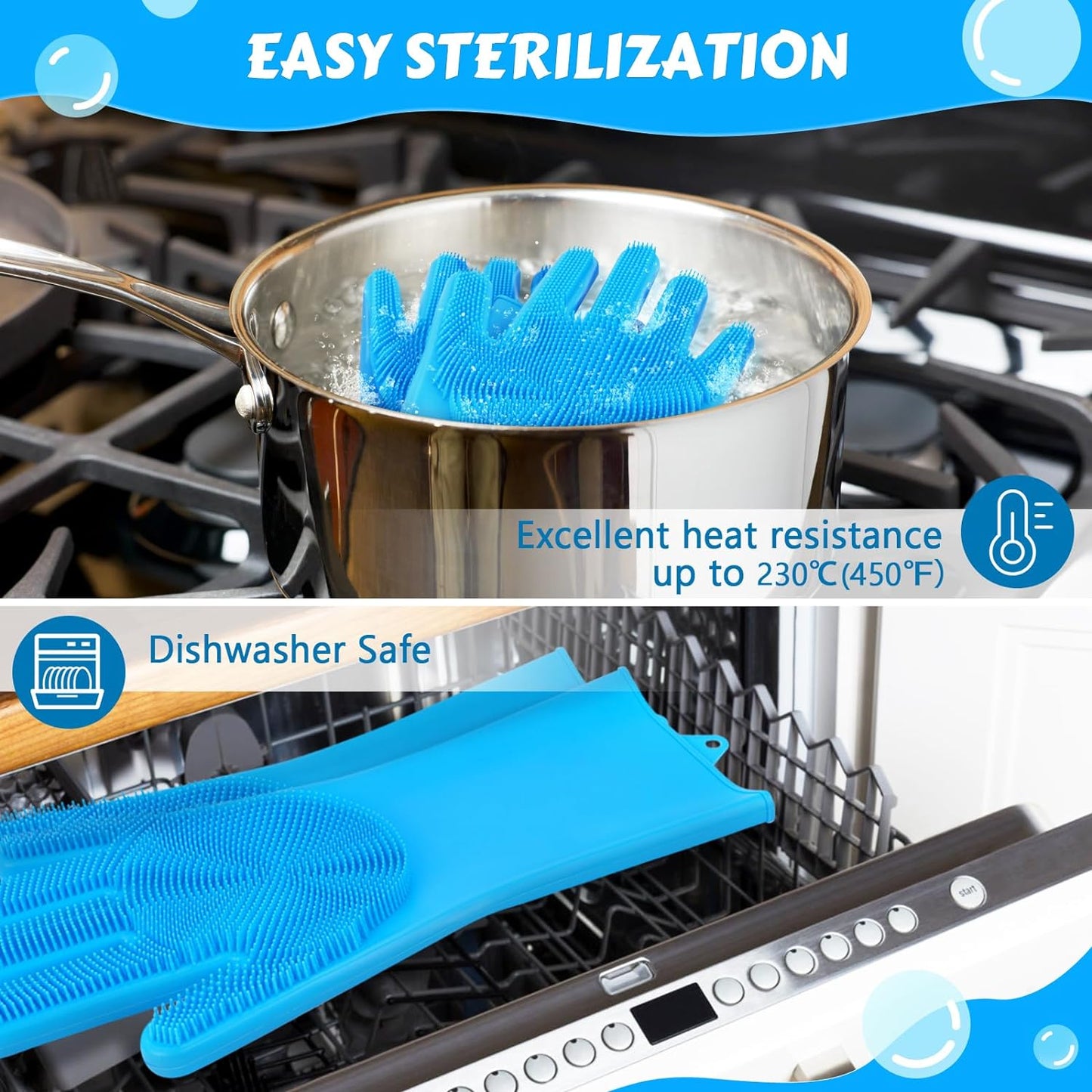 Pet Grooming Gloves Heat Resistant Blue