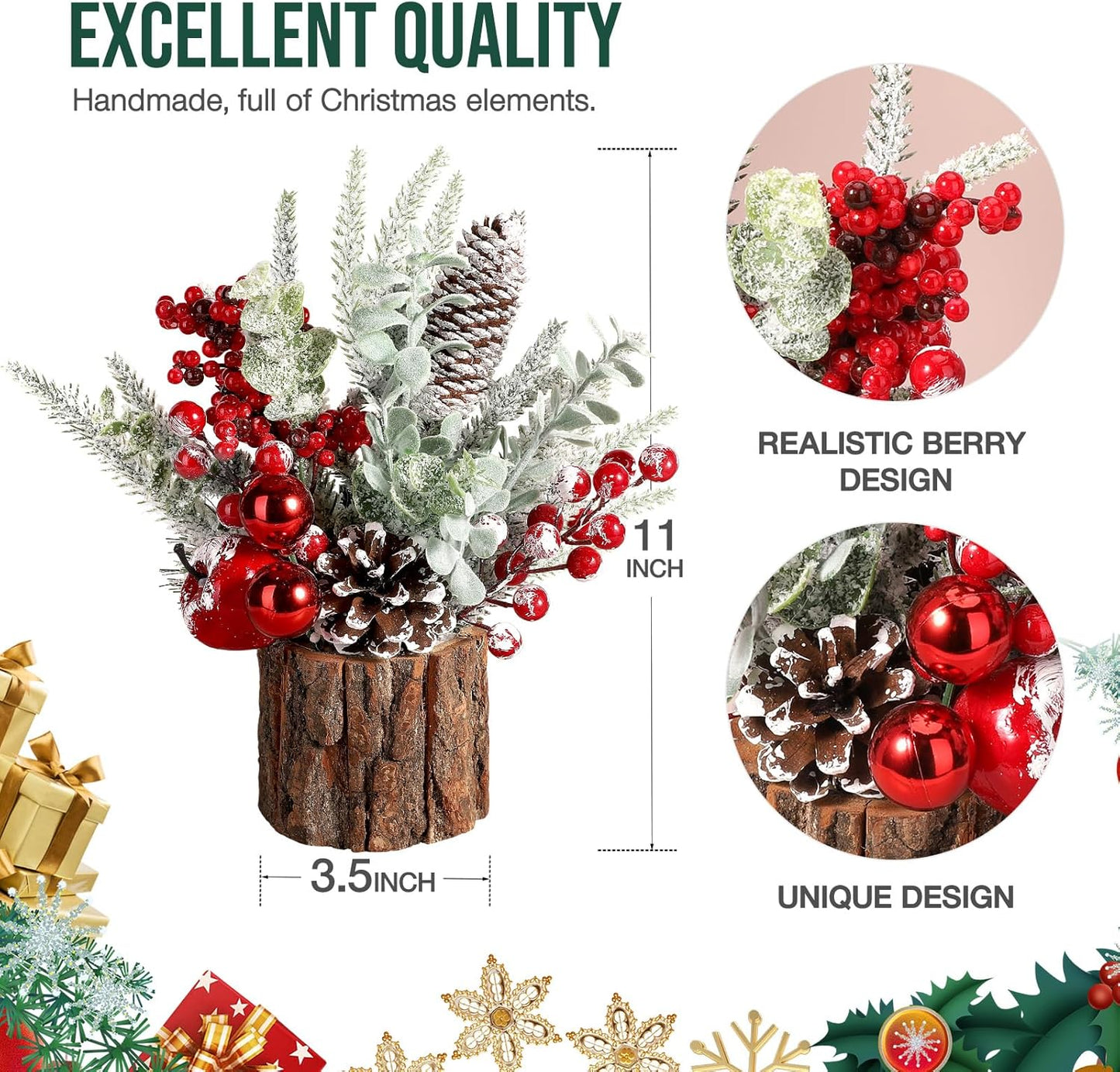 Small Tabletop Christmas Tree with Ornaments