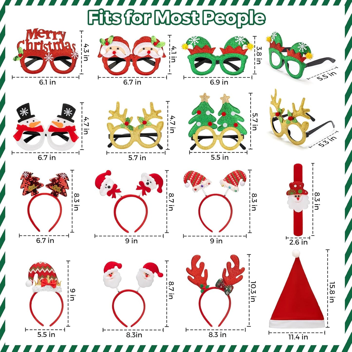 24-Pc Christmas Party Set – Glasses, Headbands, Hats & Wristbands for Kids