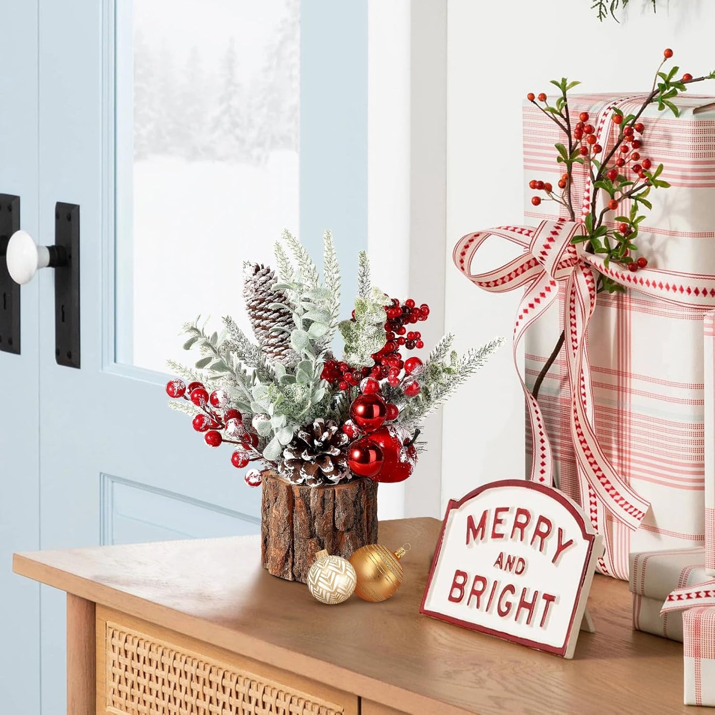 Small Tabletop Christmas Tree with Ornaments