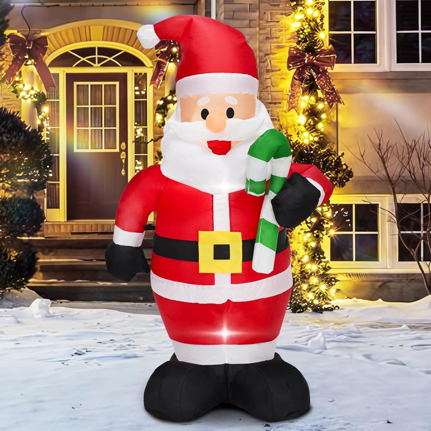 4FT Cute Christmas Inflatable Santa Claus with Build-In LED Lights