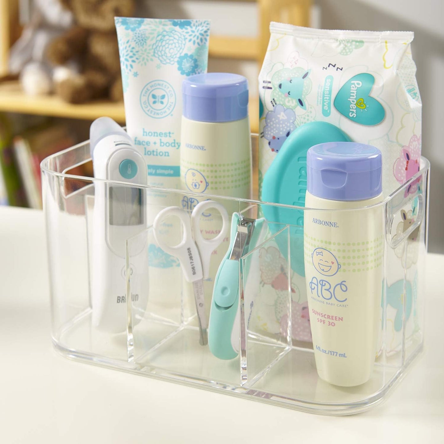 Bliss 5-Compartment Clear Plastic Cosmetics Organizer