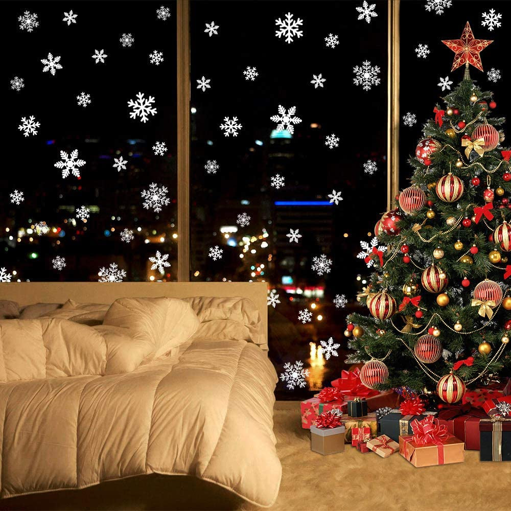 Christmas Window Clings Snowflakes Decals135Pcs