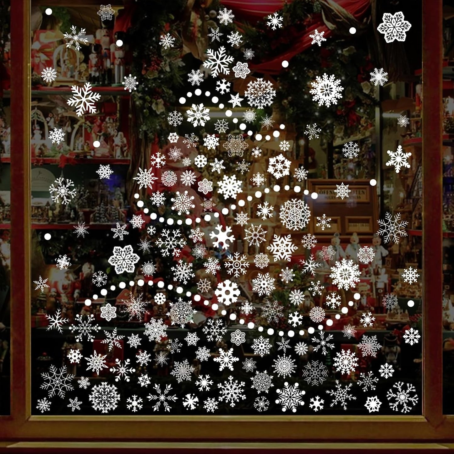 Christmas Snowflake Window Clings Stickers 9 Sheets 284 Pcs