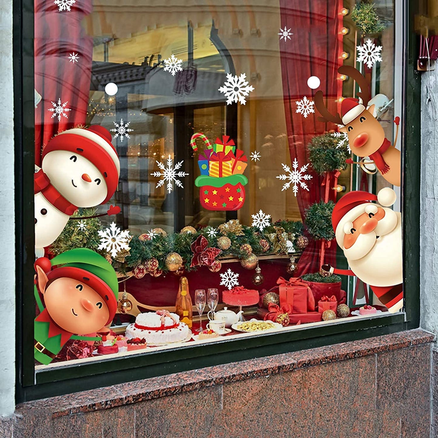 Christmas Snowflake Window Clings Stickers 82PCS