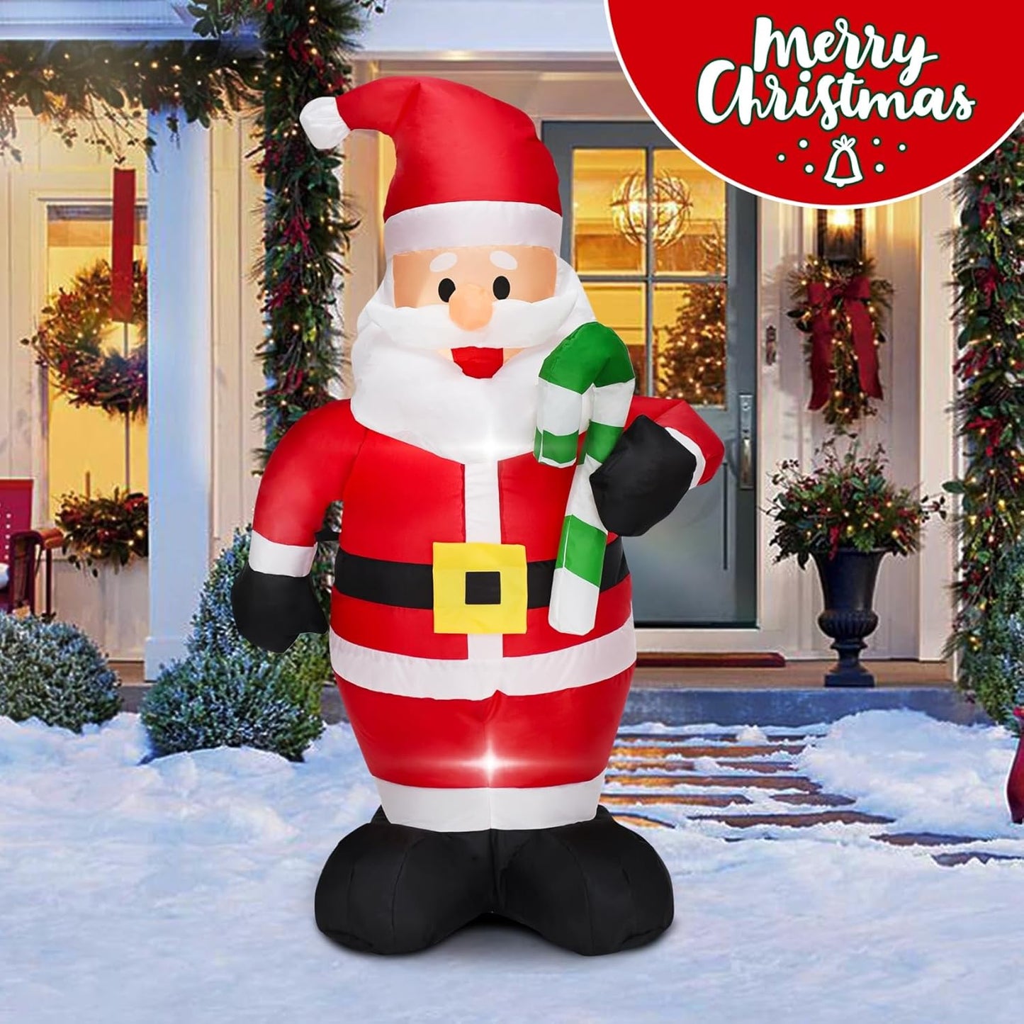 4FT Cute Christmas Inflatable Santa Claus with Build-In LED Lights