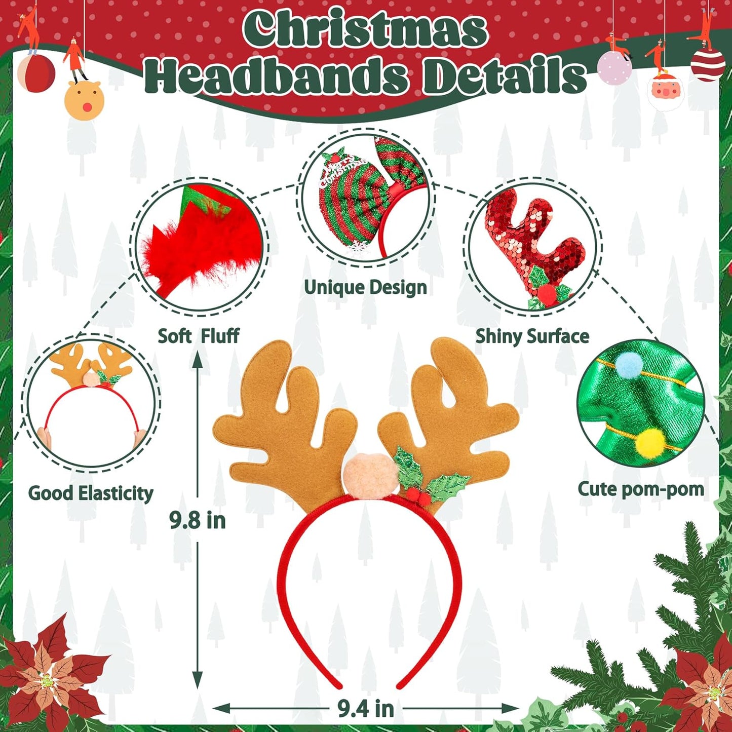 Christmas Party Pack β Glasses, Headbands, Hats & Wristbands for Kids 12 Pcs
