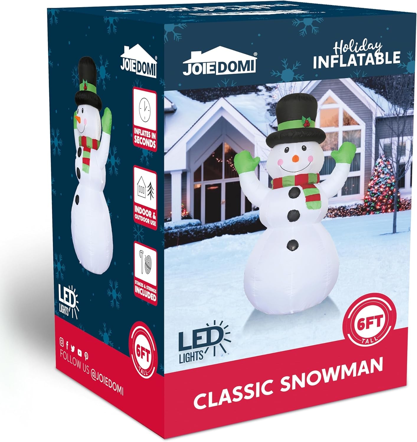 6FT Inflatable Snowman with Magic Hat & LED Lights
