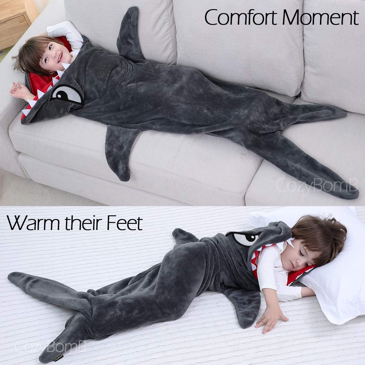 Cozy Wearable Shark Blanket Hoodiefor Boy Girl