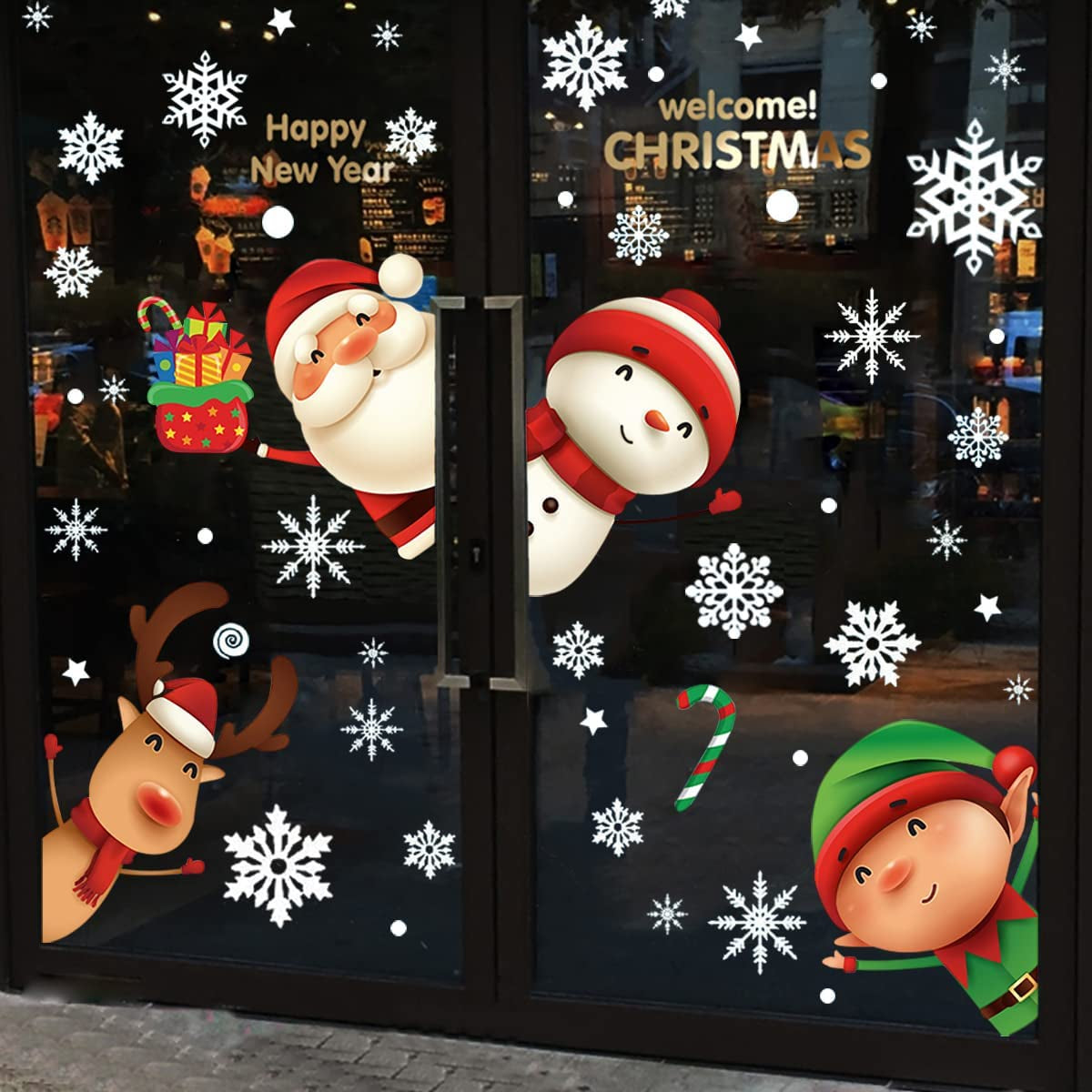 Christmas Snowflake Window Clings Stickers 82PCS