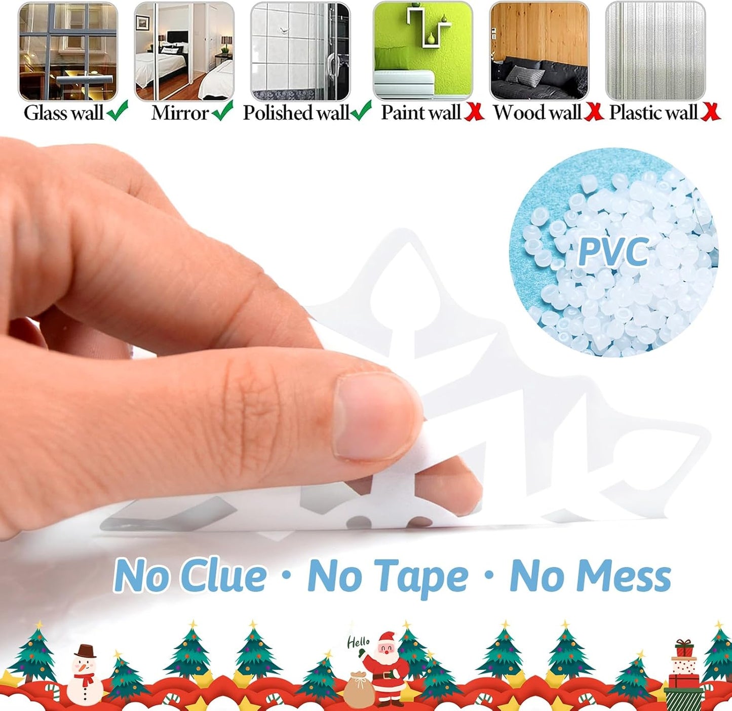 Christmas Snowflake Window Clings Stickers 9 Sheets 284 Pcs