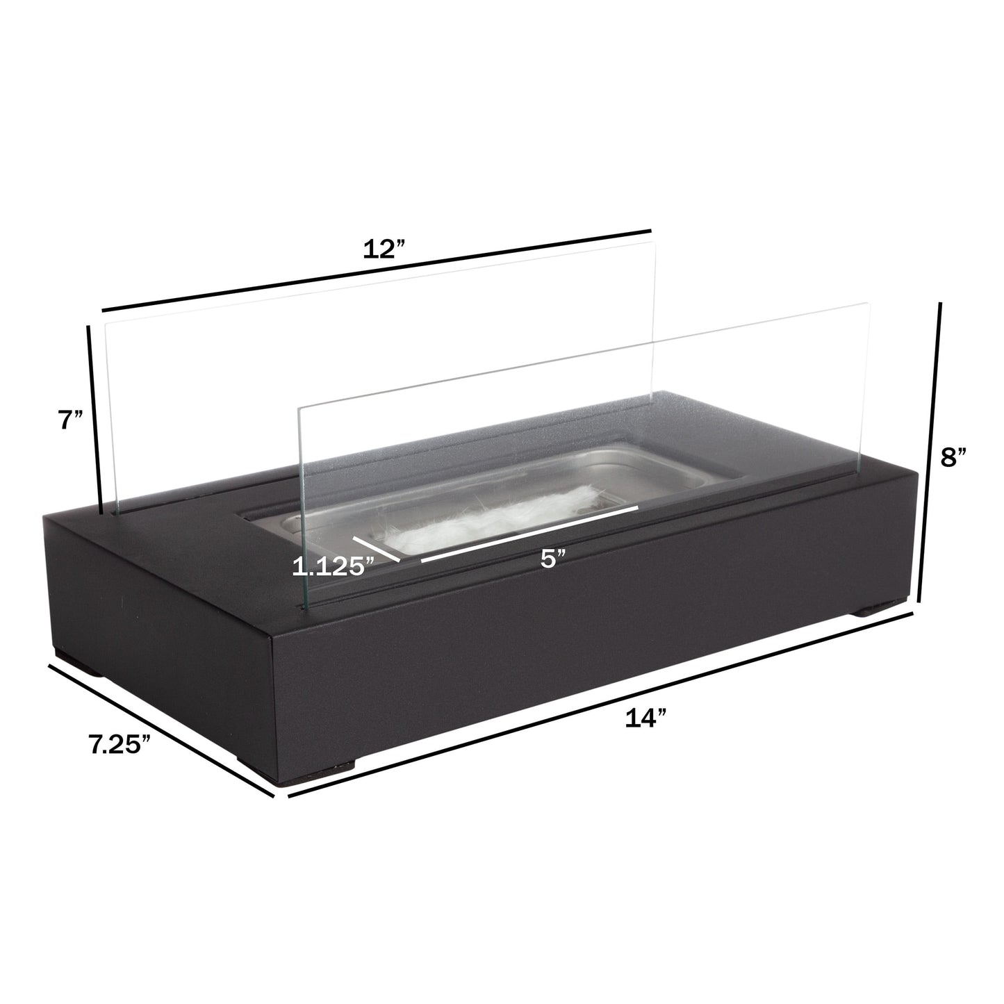 Modern Tabletop Fireplace Black