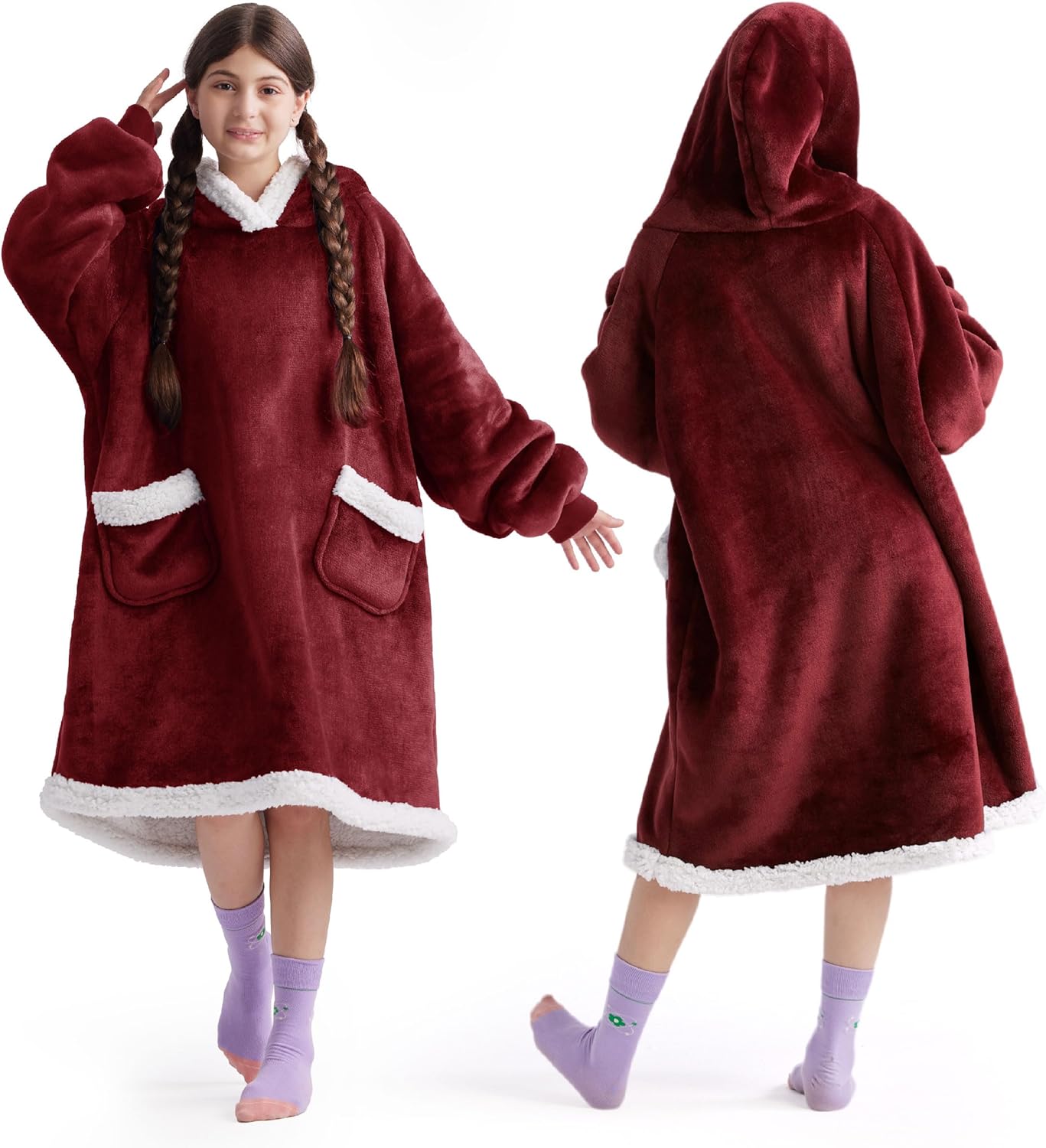 Sherpa Blanket Hoodie for Women & Kids