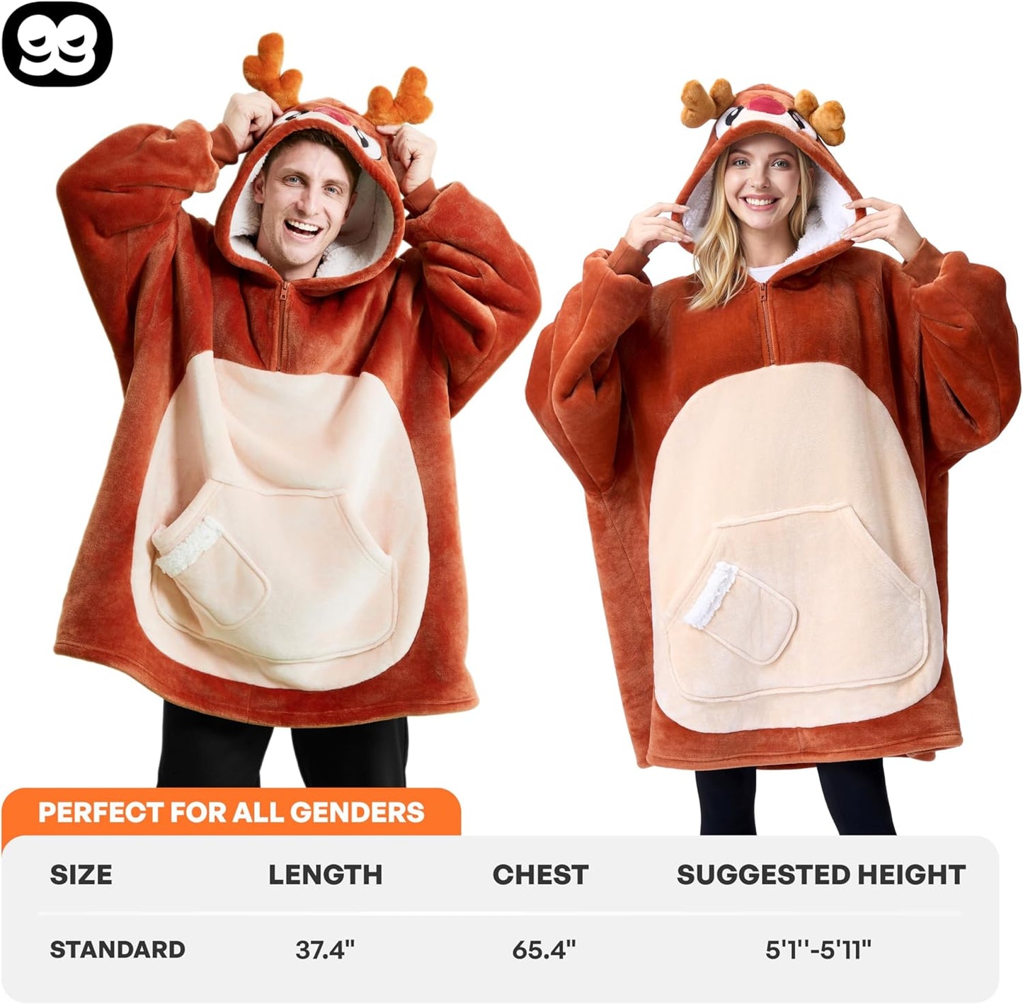 Christmas Cozy Oversized Wearable Blanket for Adults