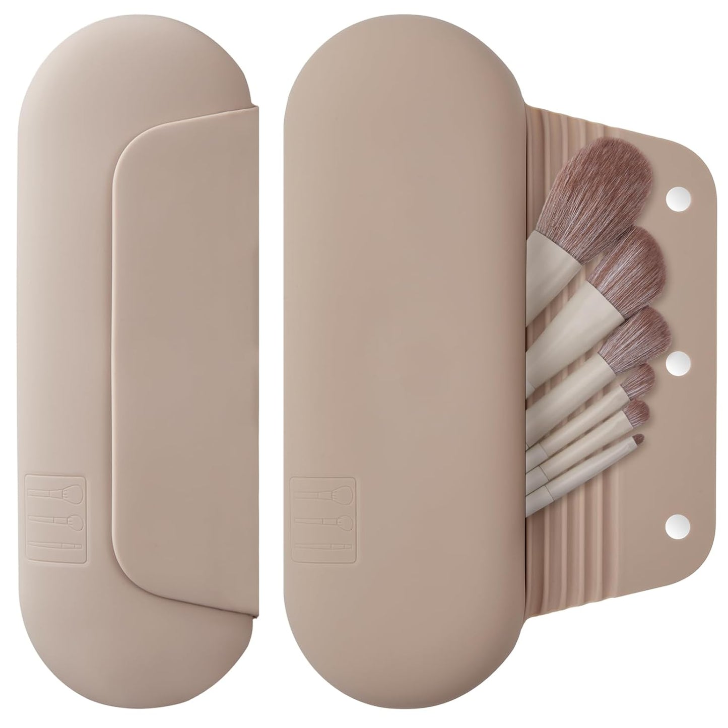 Silicone Makeup Brush Holder Travel Cosmetic Bag Walnut