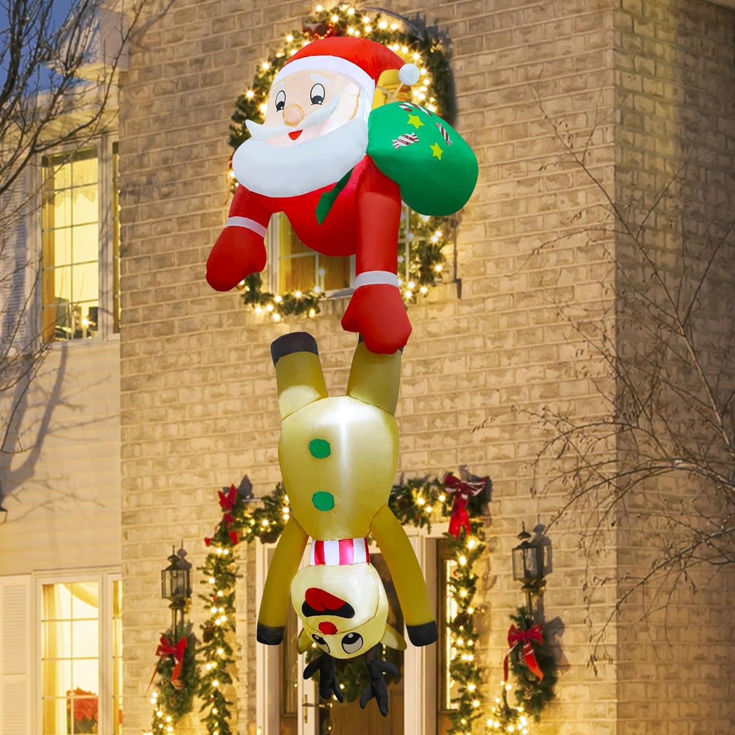 7FT Inflatable Santa & Reindeer with LED Lights