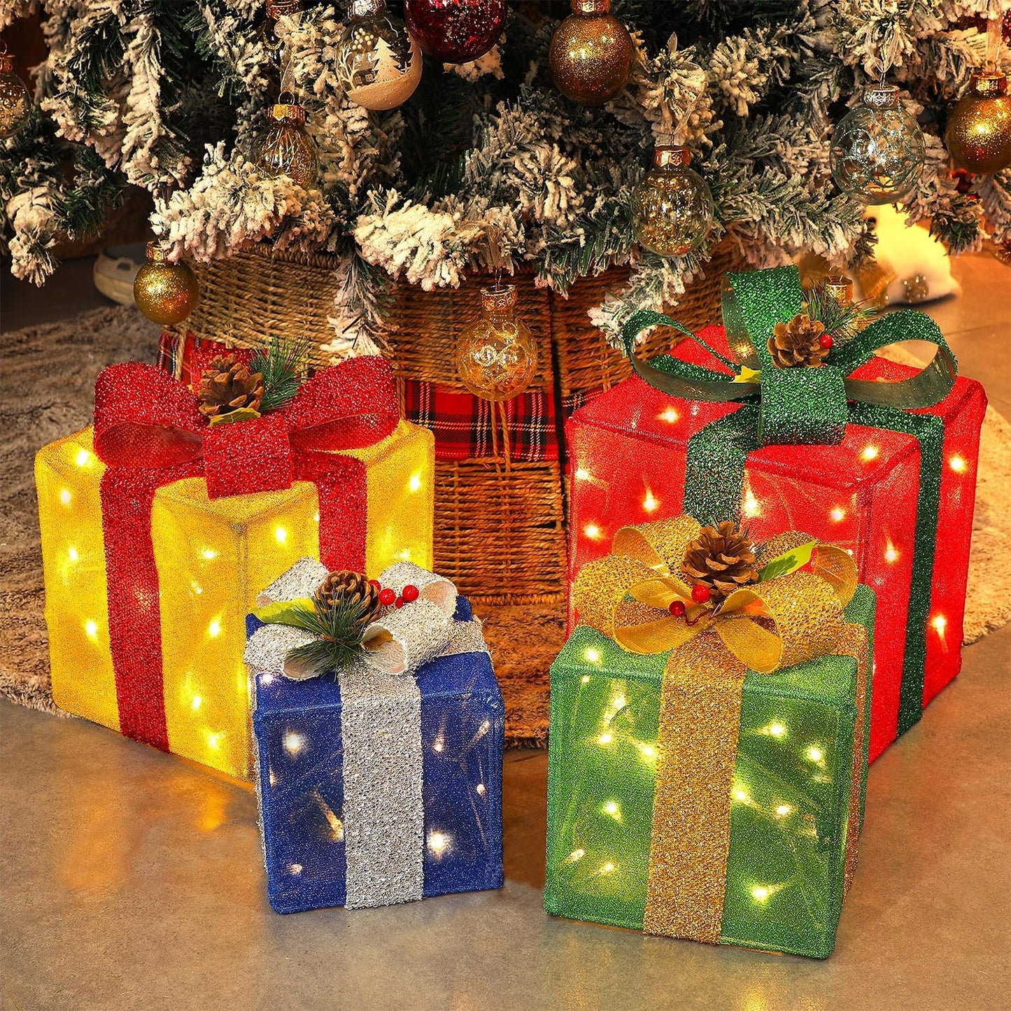 Lighted Christmas Gift Boxes Set of 4
