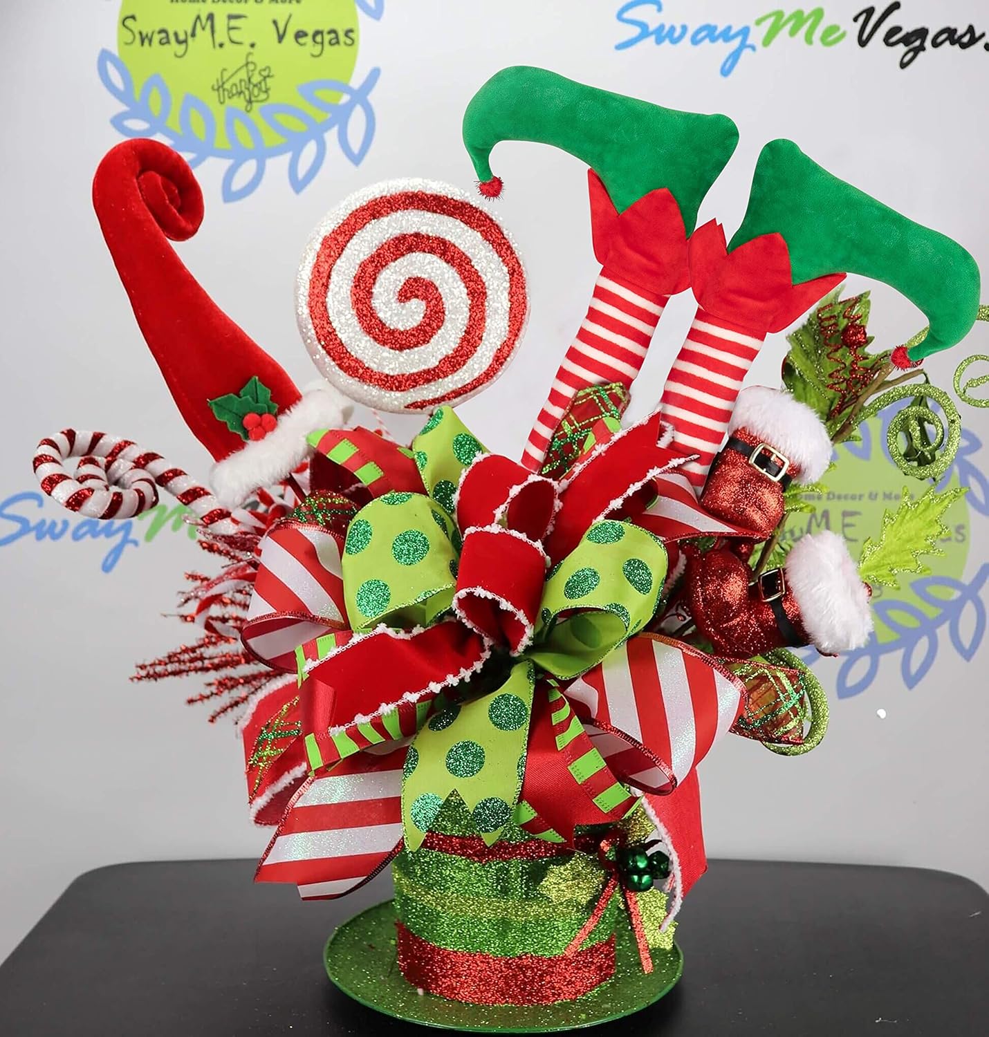 23β Christmas Elf Stuffed Legs Stuck Tree Topper Decorations