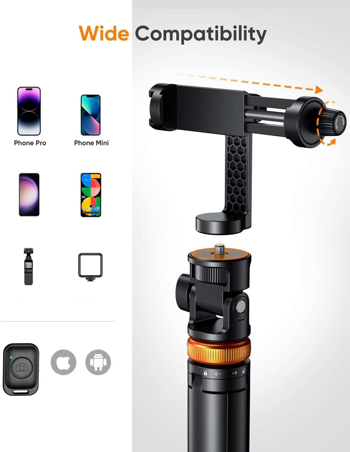 Multifunctional Iphone Tripod Stand 62"