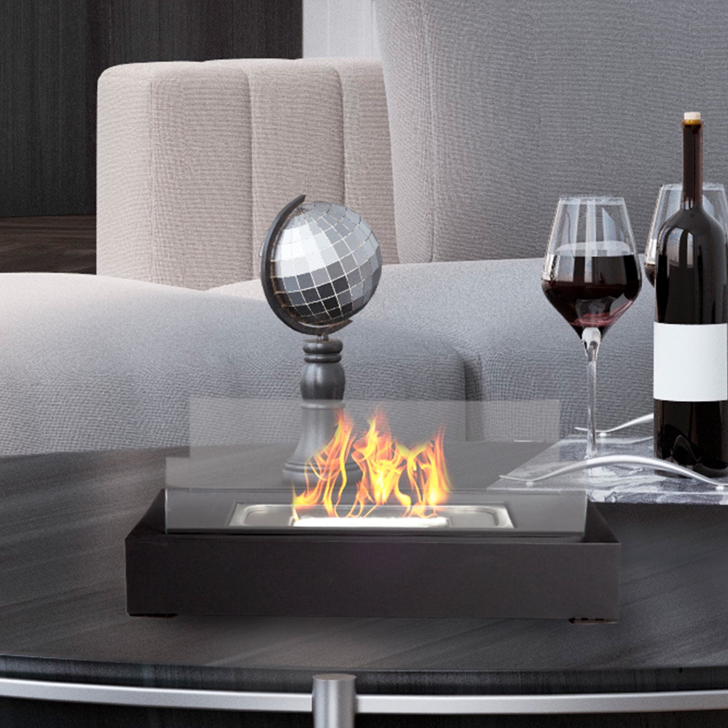 Modern Tabletop Fireplace Black