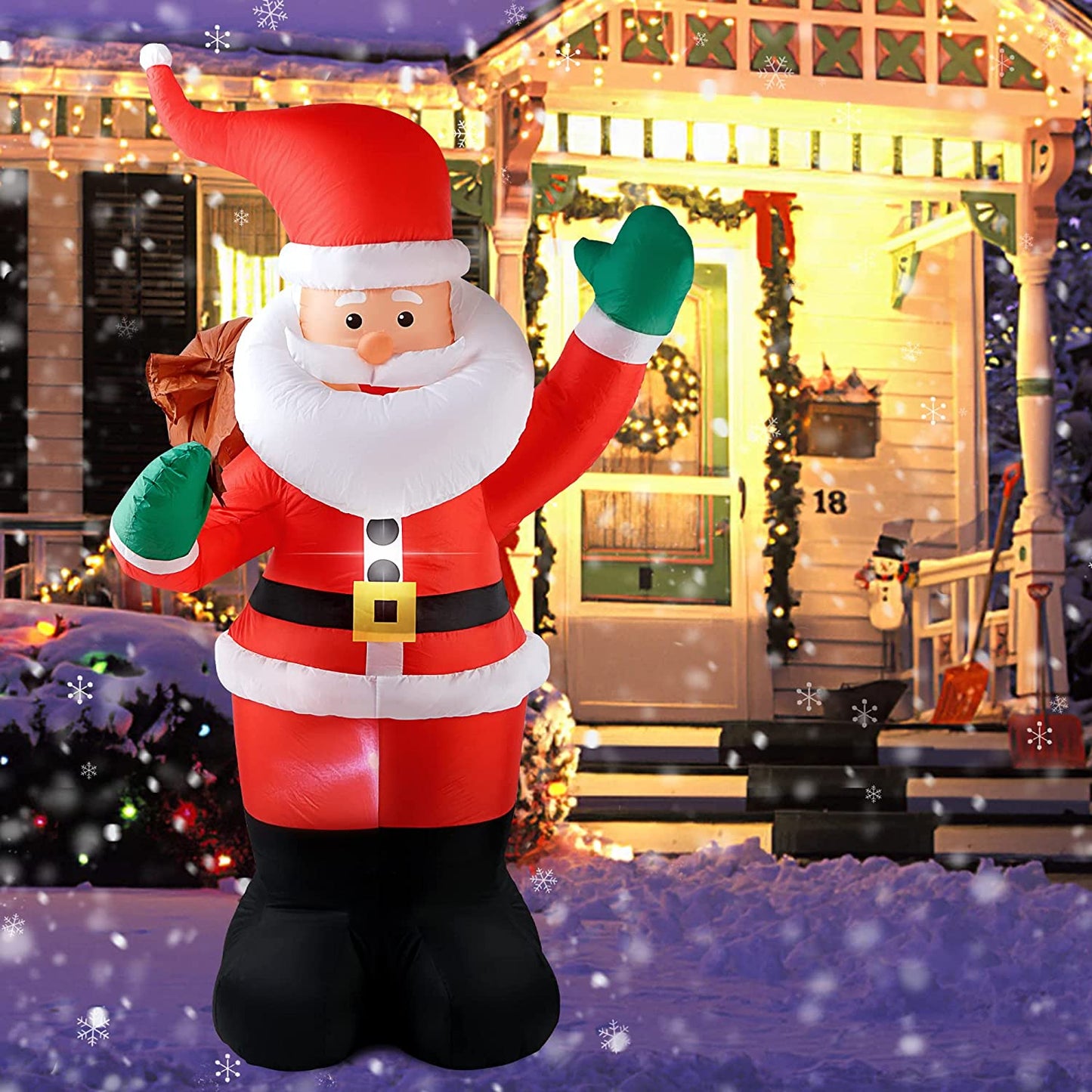 "6FT Inflatable Santa with Gifts – LED Lit Christmas Yard Decoration for Holidays & Parties"