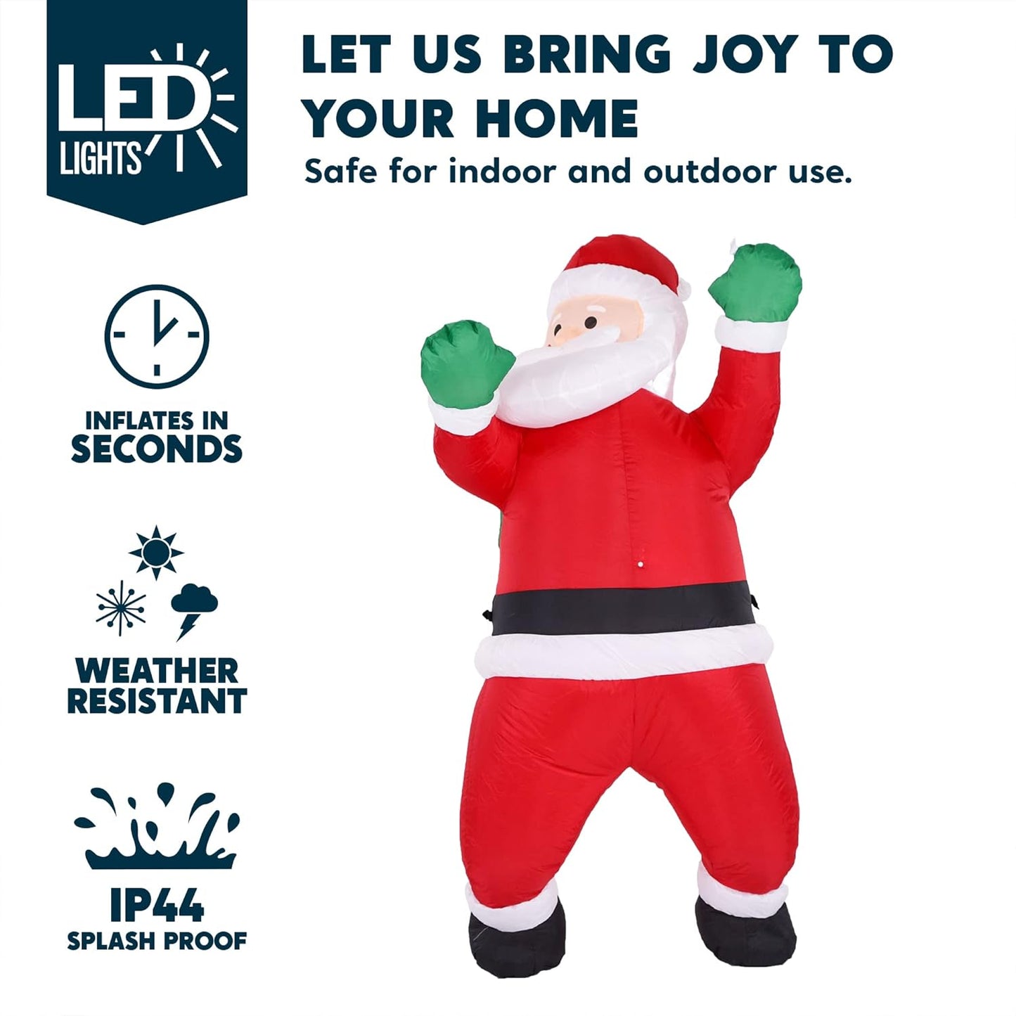 5.5FT Inflatable Hanging Santa with Gift Bag & LED Lights