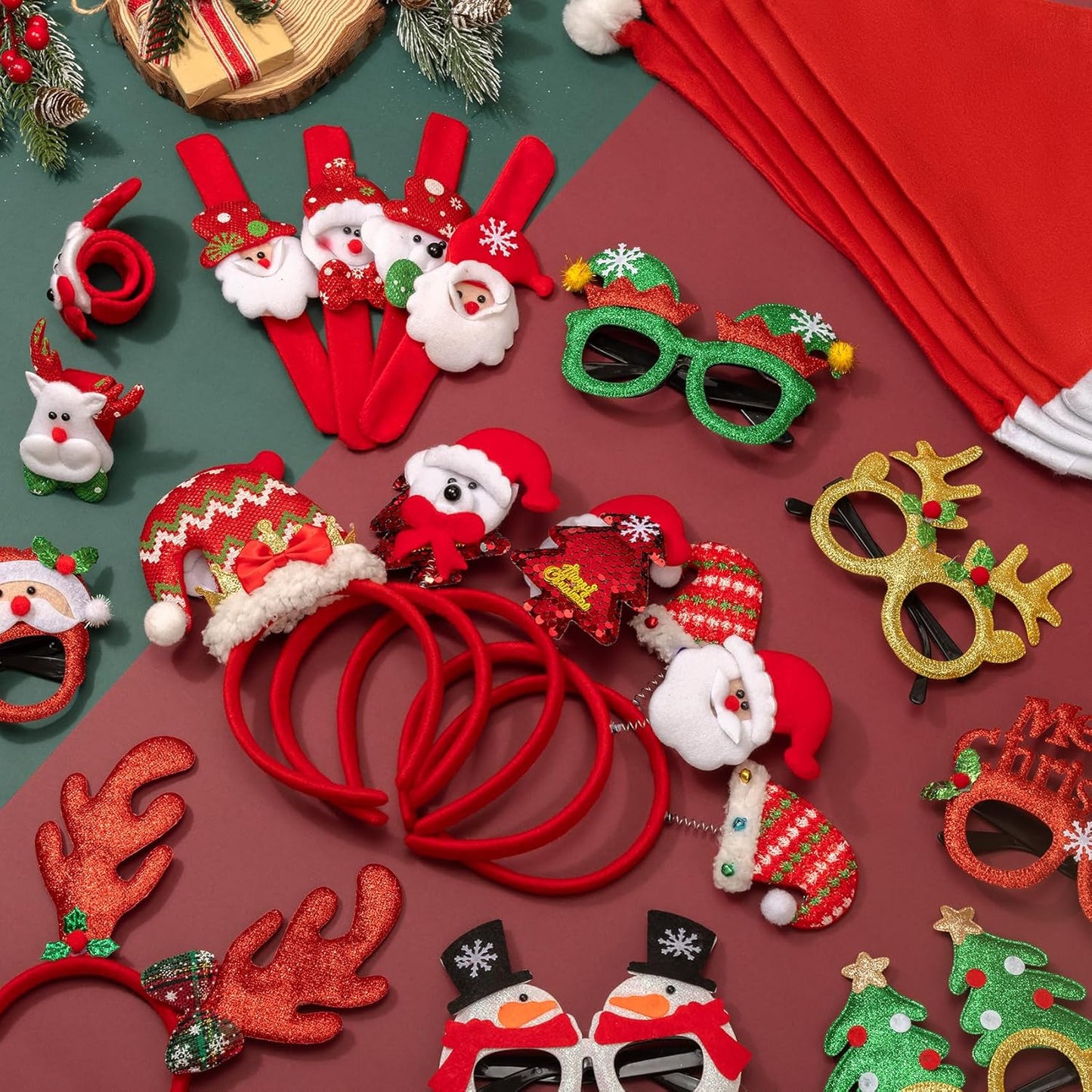 24-Pc Christmas Party Set – Glasses, Headbands, Hats & Wristbands for Kids