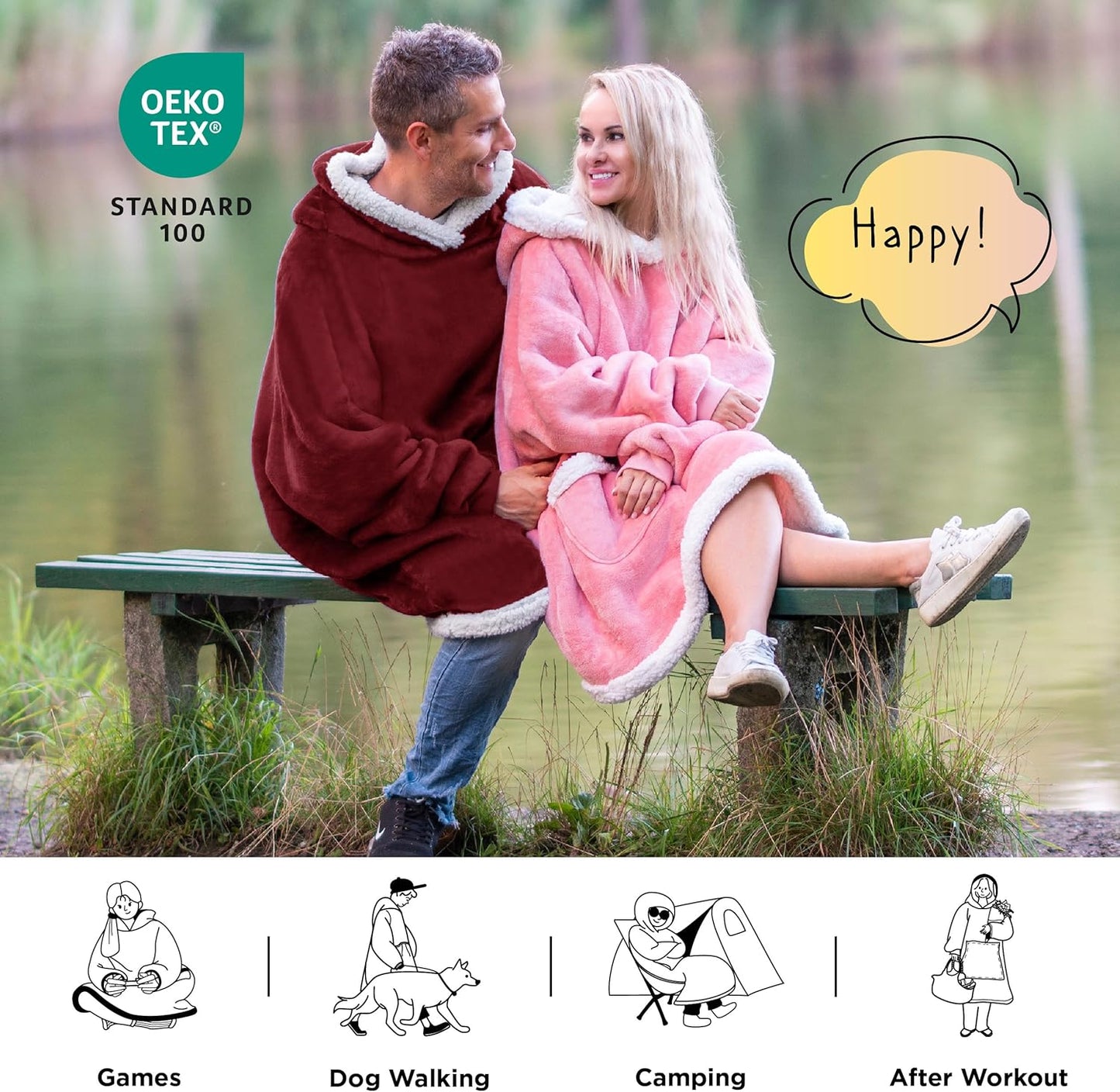 Sherpa Blanket Hoodie for Women & Kids