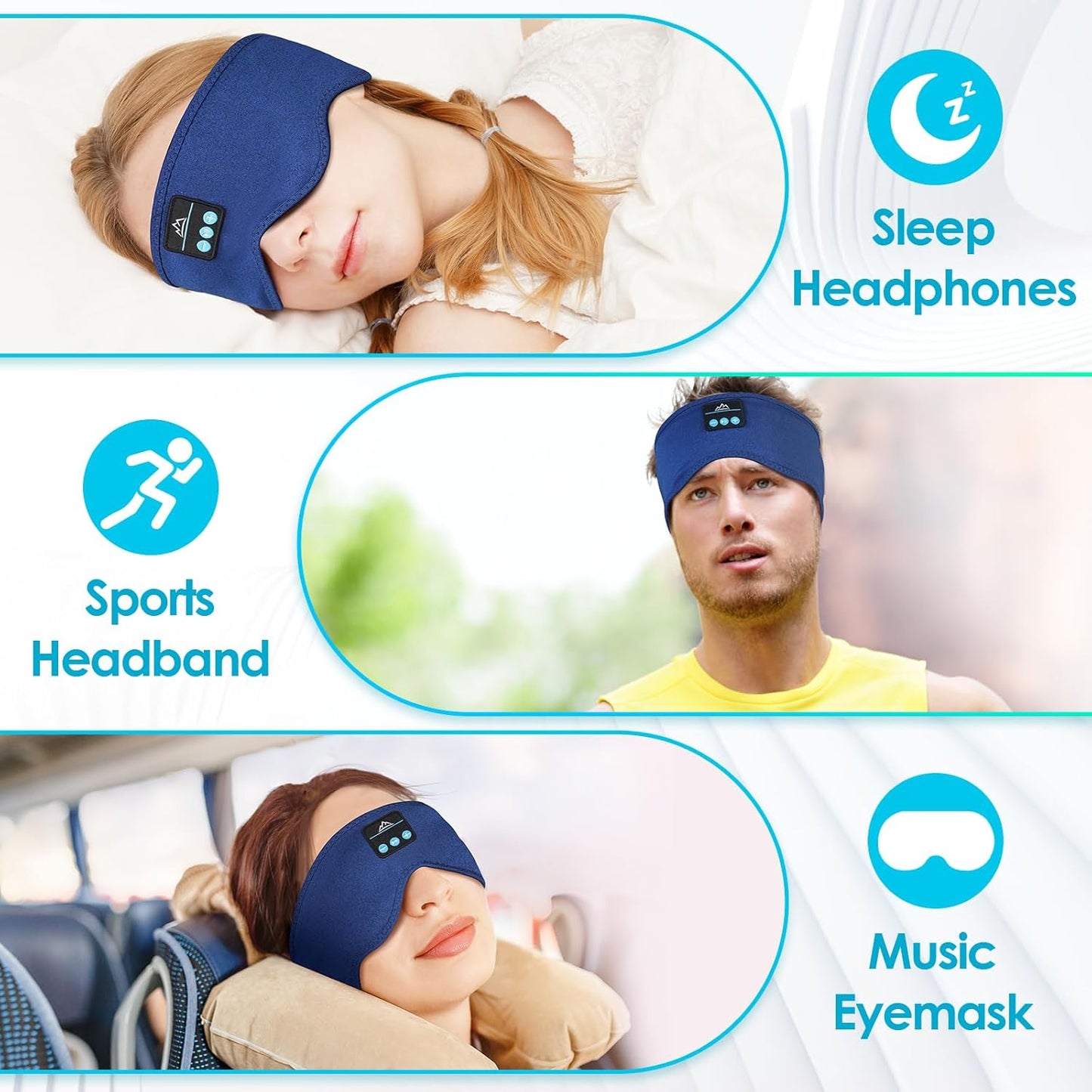 Bluetooth Sleep Headphones Headband โ Wireless Music & Eye Mask Gift