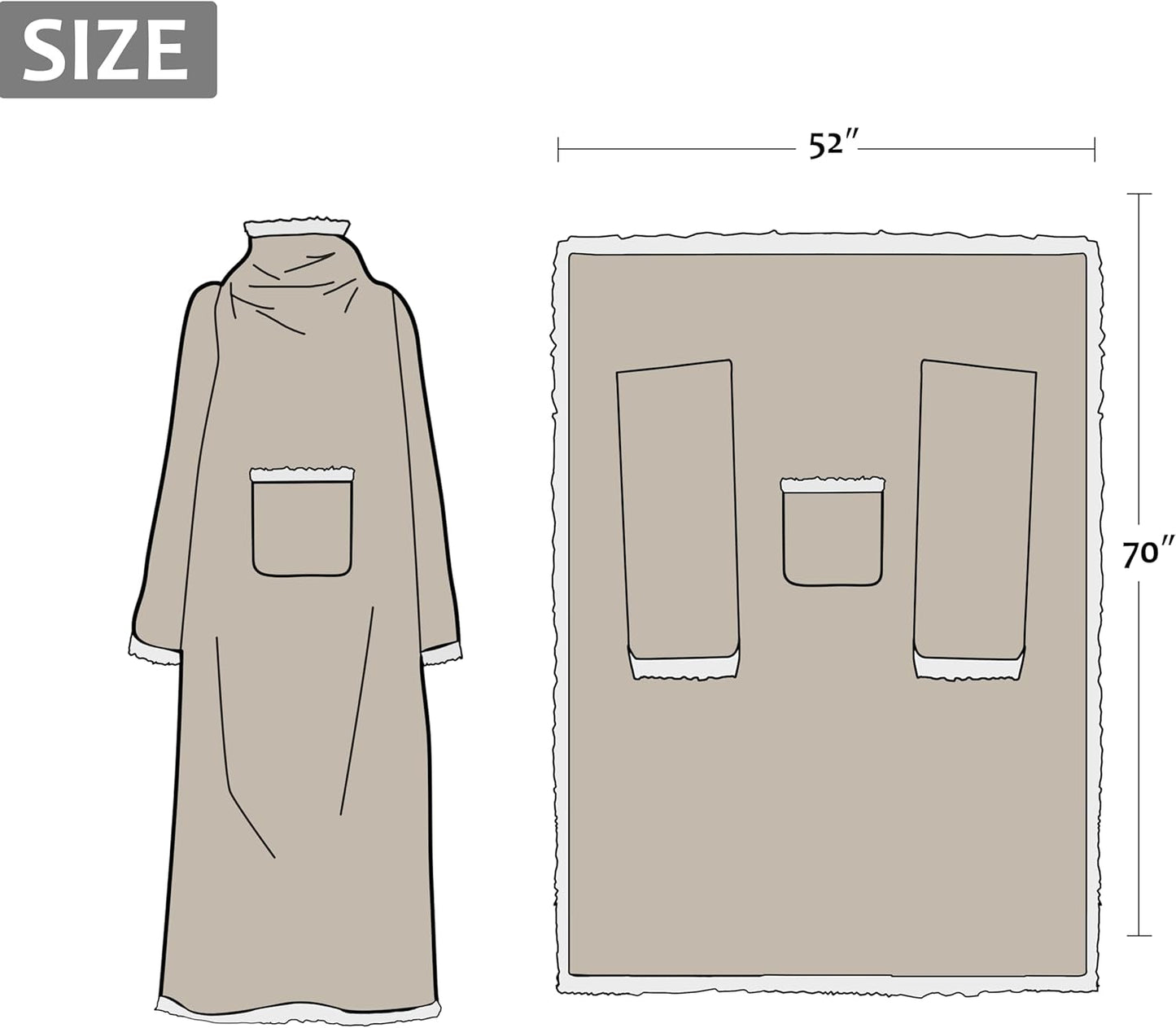 Sherpa Wearable Blanket with Sleeves Arms for Women and Men