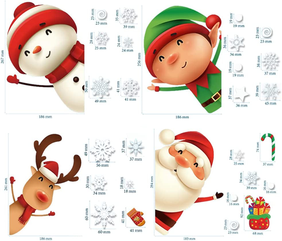 Christmas Snowflake Window Clings Stickers 82PCS