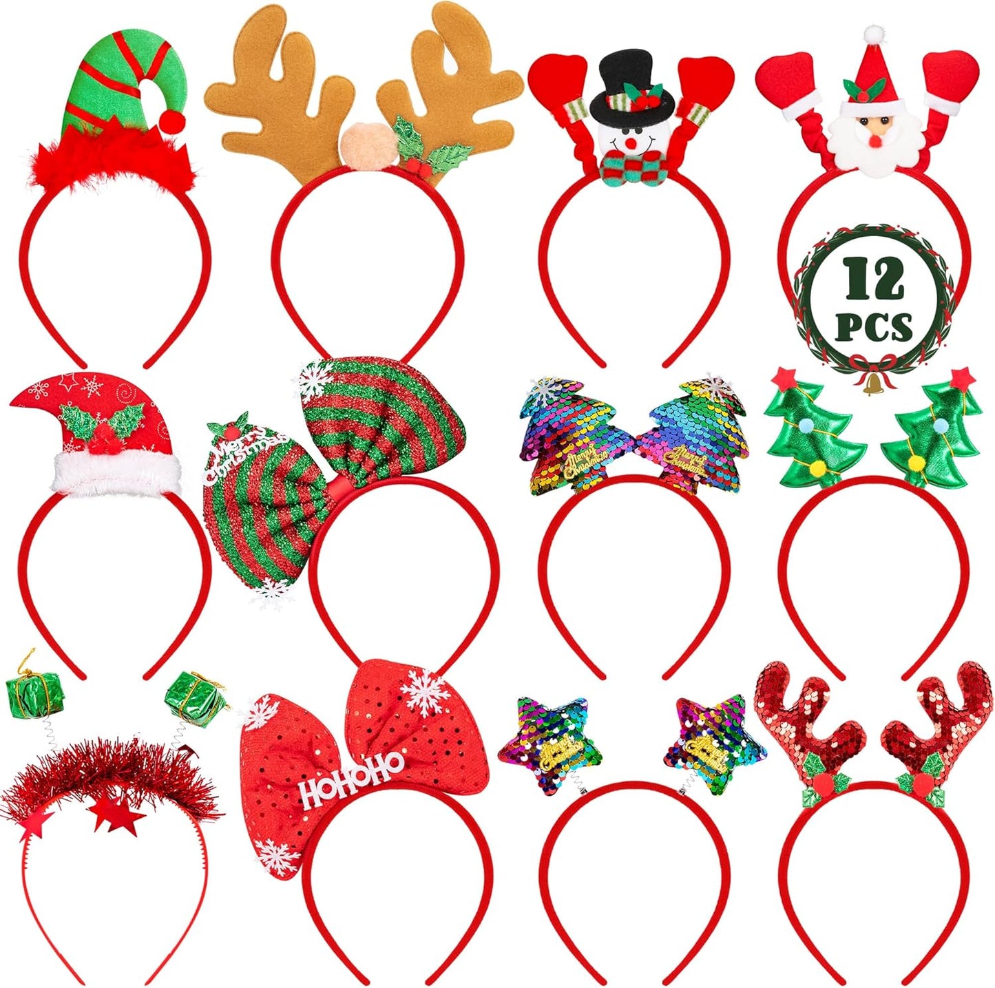 Christmas Party Pack β Glasses, Headbands, Hats & Wristbands for Kids 12 Pcs