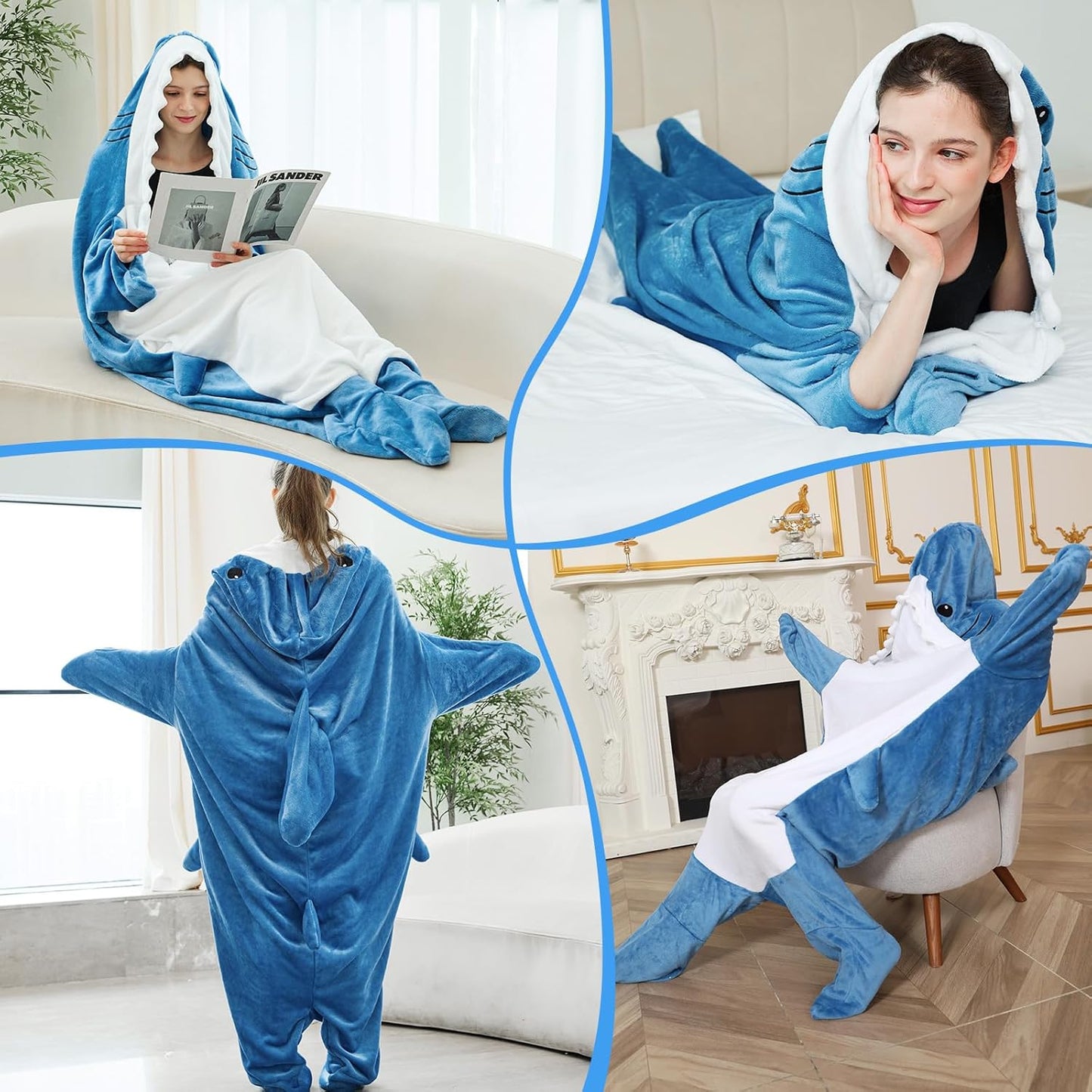 Shark Blanket Adult Kid Hoodie Onesie