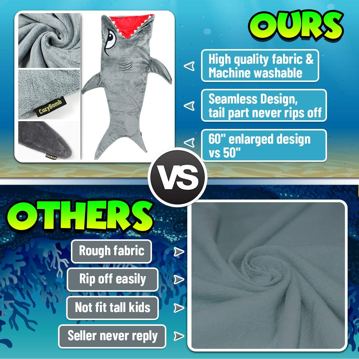 Cozy Wearable Shark Blanket Hoodiefor Boy Girl